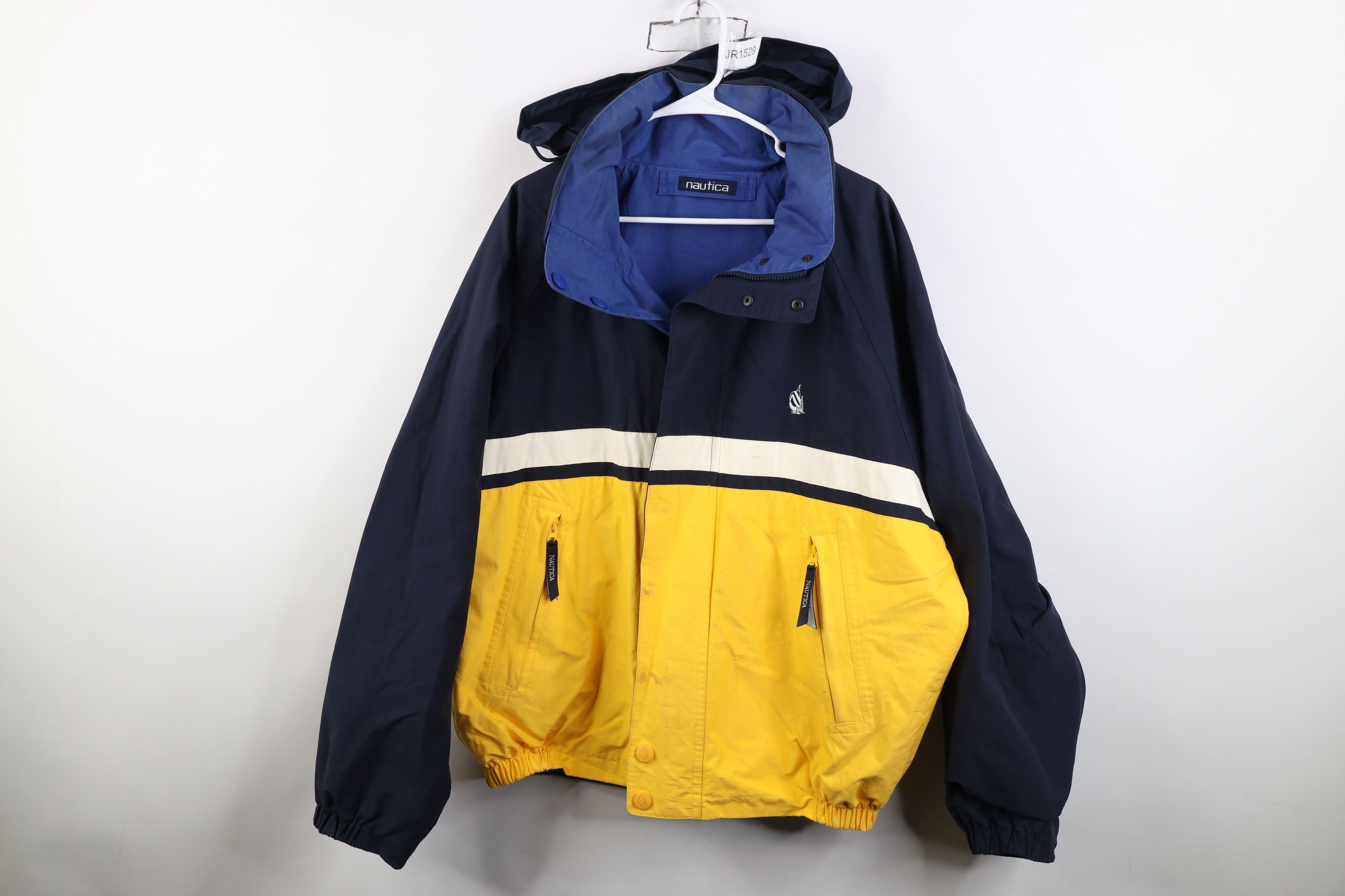 Nautica Vintage 90s Nautica Reversible Hooded Sailing Bomber Jacket Size US XL / EU 56 / 4 - 1 Thumbnail