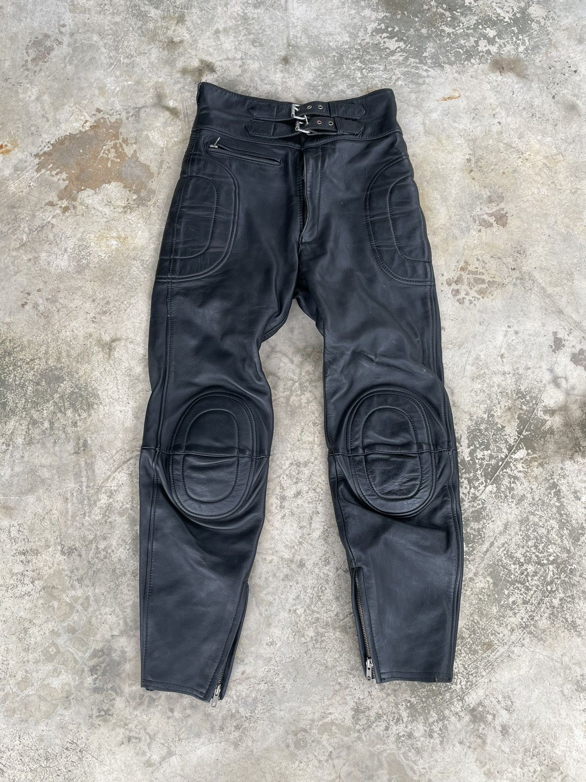 image of Archival Clothing x Genuine Leather Vintage Leather Pant Rider Motorcyle Suit in Black (Size 29)