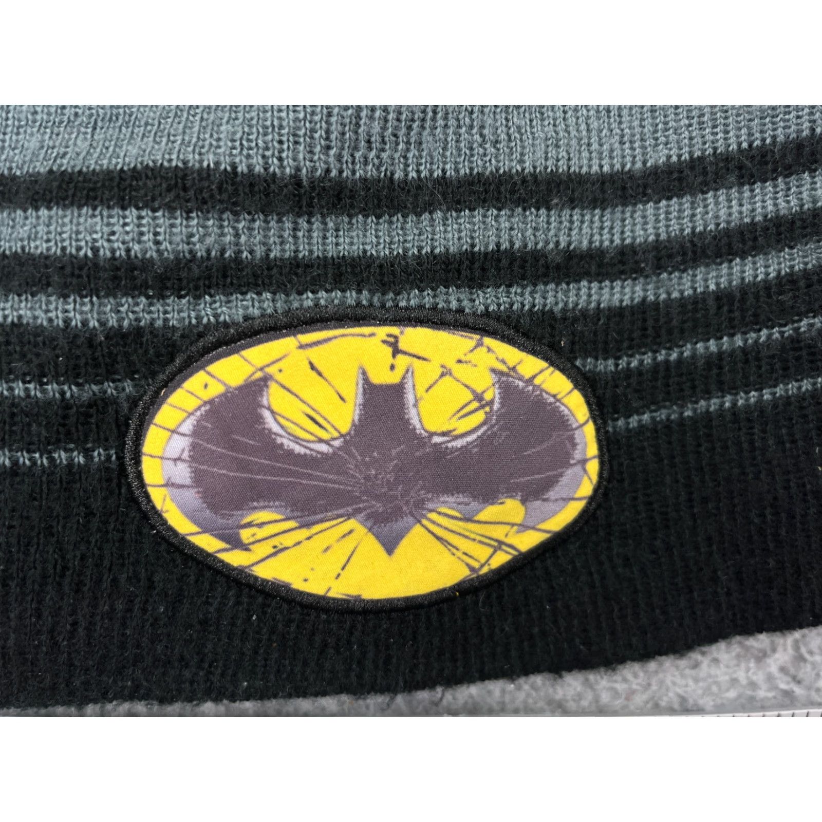 Vintage Batman Beanie Berkshire Unisex Adults One Size Black Yellow Gray Stripe Knit Acrylic Ski Cap Hats Mens Womens Size ONE SIZE - 2 Thumbnail