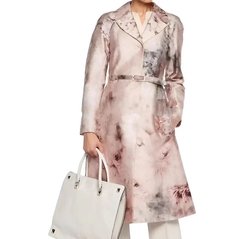 Valentino Valentino Long Silk Printed Trench Coat for Women 0089 Size S / US 4 / IT 40 - 1 Thumbnail
