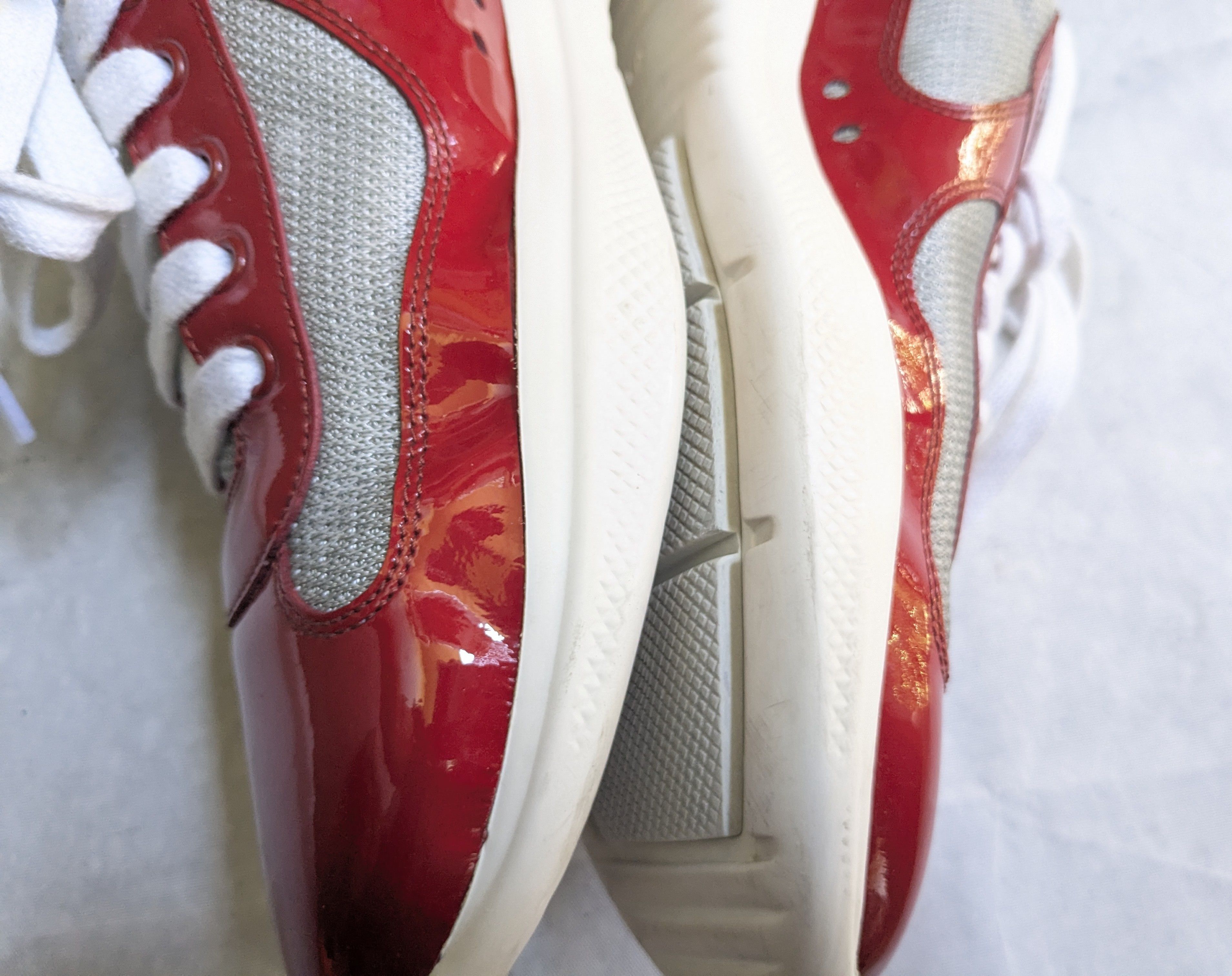 Prada Prada America's Cup Sneakers Red Patent Leather 11.5 White Size US 11.5 / EU 44-45 - 9 Thumbnail