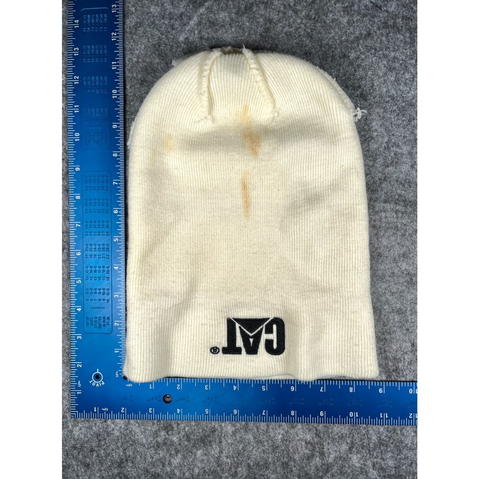 Vintage CAT Beanie Toque Adult One Size White Knit Acrylic Logo Construction Equipment Size ONE SIZE - 5 Thumbnail