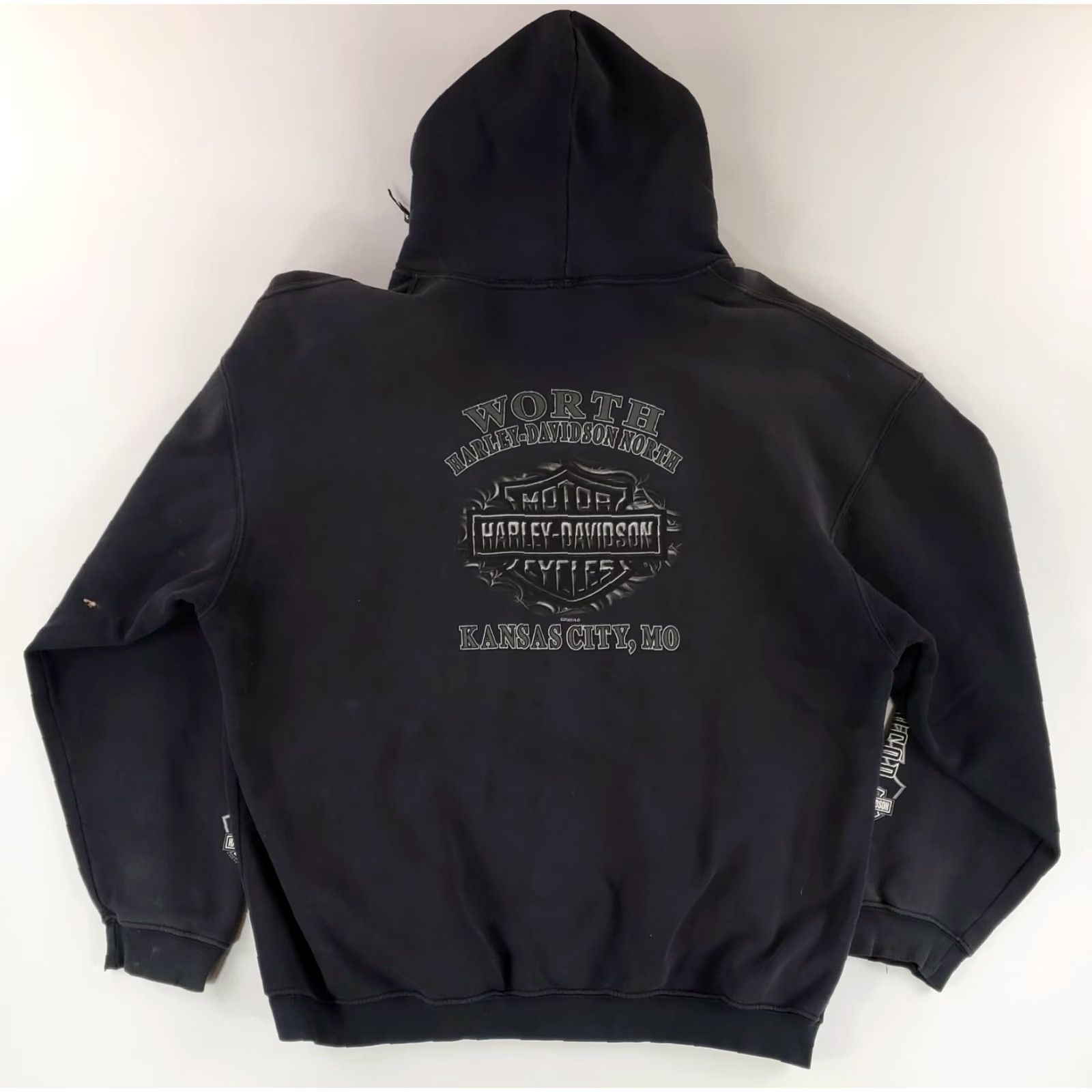 Harley Davidson Harley-Davidson VTG Y2K Hoodie Skull Kansas City Black Holoubek Mens 3XL Size US XXL / EU 58 / 5 - 7 Thumbnail