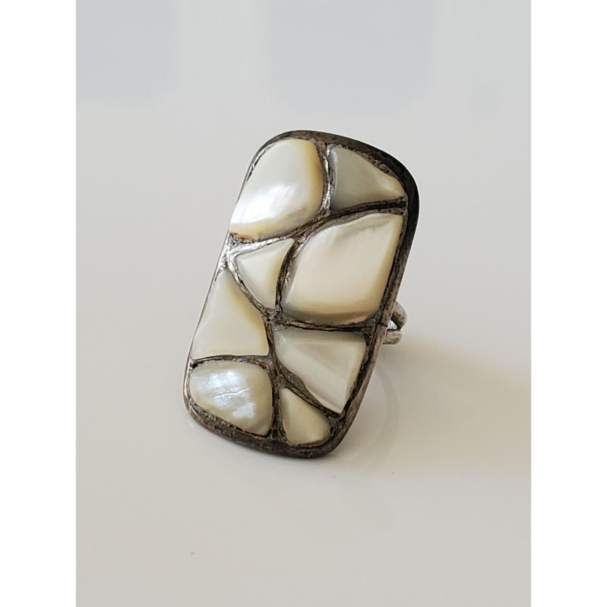 Vintage Vintage Sterling Silver Southwestern Mother of Pearl Ring Size ONE SIZE - 3 Thumbnail