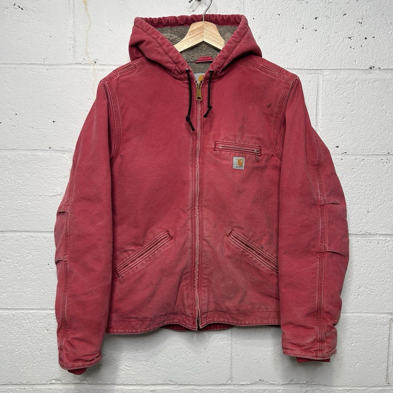 Y2K Carhartt Sherpa-Lined Hooded Detroit Jacket “Crabapple”