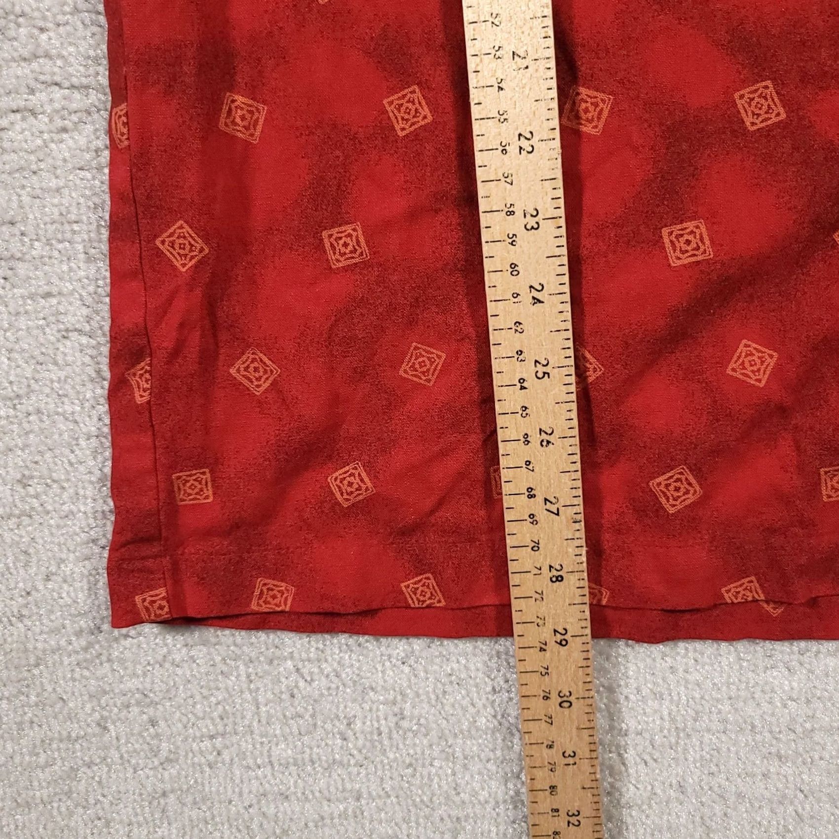 Vintage Untied Silk Shirt Men's Large Red Geometric S/S Hawaiian Tropical Caribbean Button-Up Shirt Size US L / EU 52-54 / 3 - 7 Thumbnail