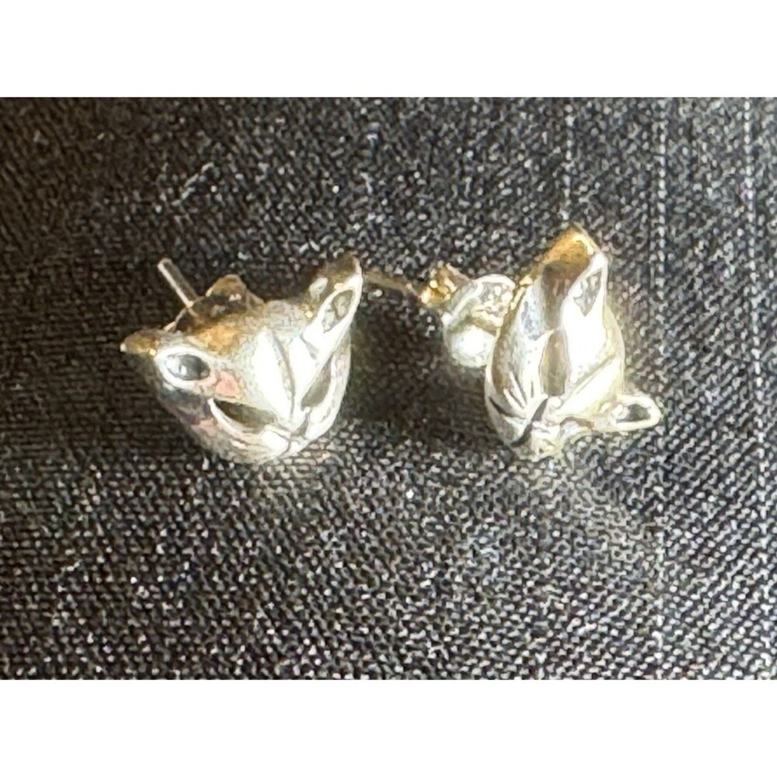 Other 925 Sterling Silver Cat Face Earrings Pierced Size ONE SIZE - 3 Thumbnail