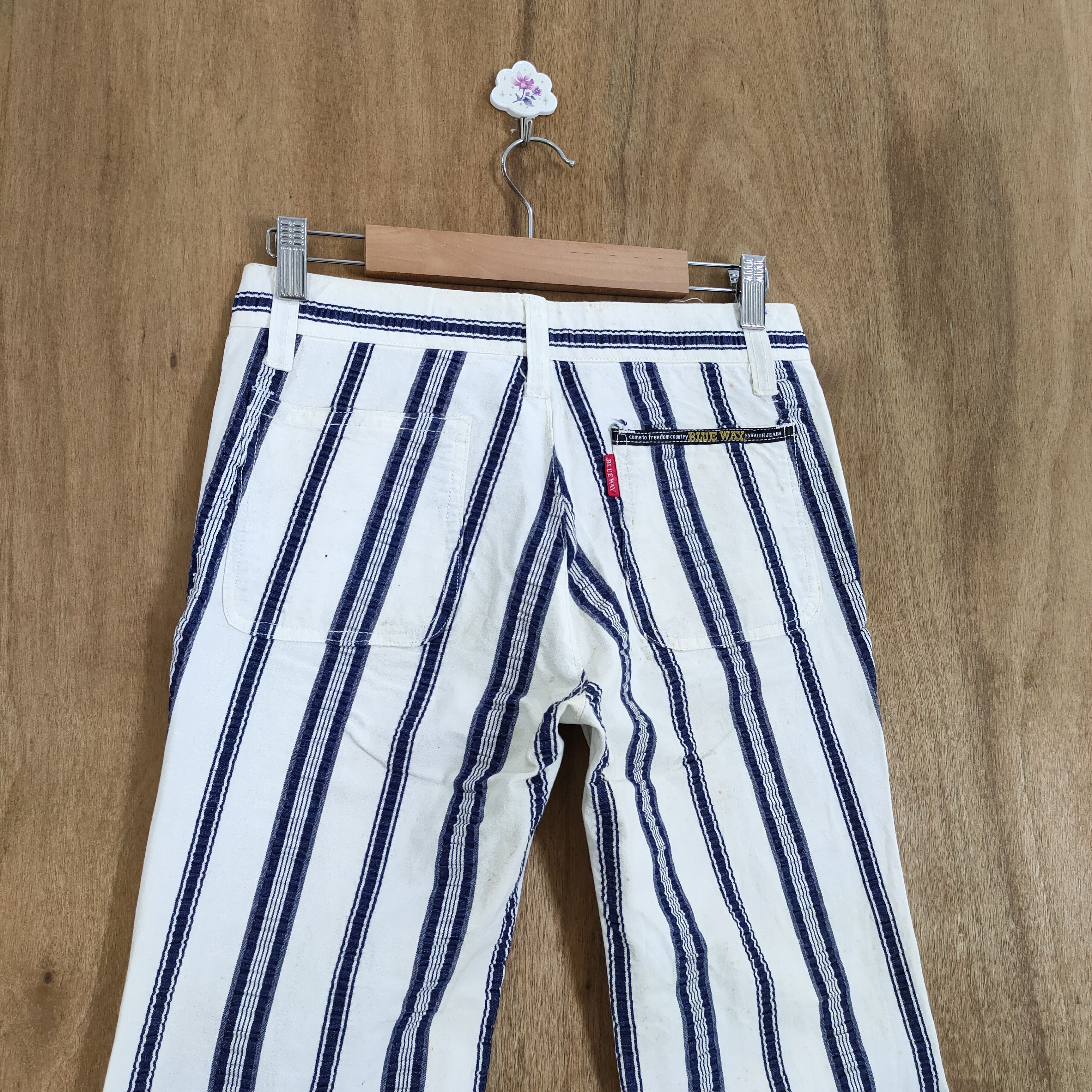 Japan Blue × Solid and Striped × Vintage VINTAGE BLUE WAY TALON STRIPE FLARED PANTS Size US 28 / EU 44 - 11 Thumbnail