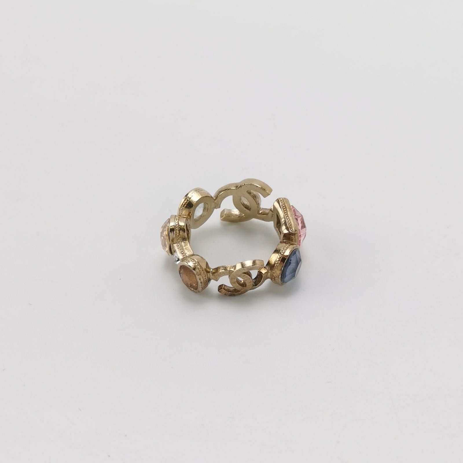 Chanel Chanel Crystal Double C Logo Ring Size 14 -z2505 Size ONE SIZE - 2 Thumbnail