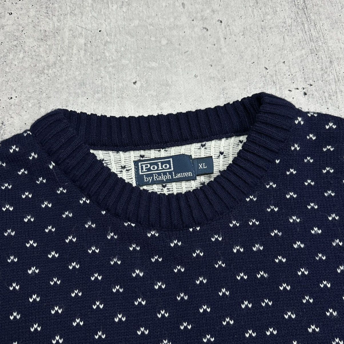 Polo Ralph Lauren × Vintage Polo Ralph Lauren Navy Multi Skier Graphic Cotton Sweater Size US L / EU 52-54 / 3 - 3 Thumbnail