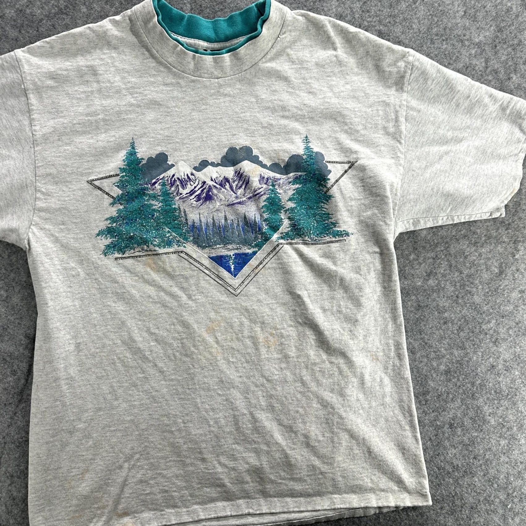 Doublet VINTAGE 90s Mountain Nature T-Shirt Mens Large Gray Double Collar Outdoor Graphic Tee Size US L / EU 52-54 / 3 - 3 Thumbnail