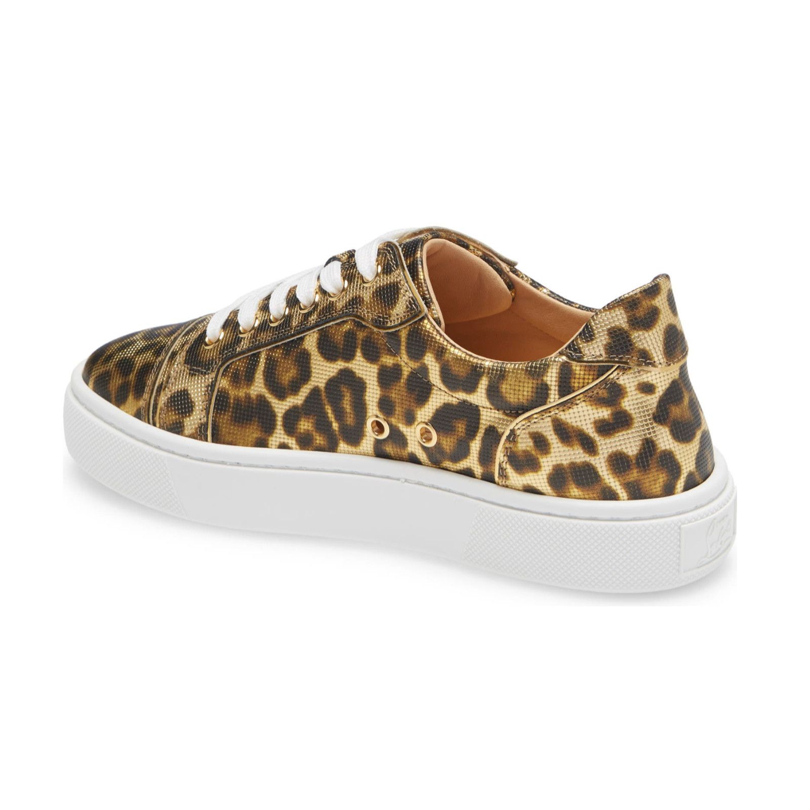 Christian Louboutin Vieirissima Flat Gold Leopard Lace Up Tie Low Top Sneaker 36 Size US 6 / IT 36 - 8 Thumbnail