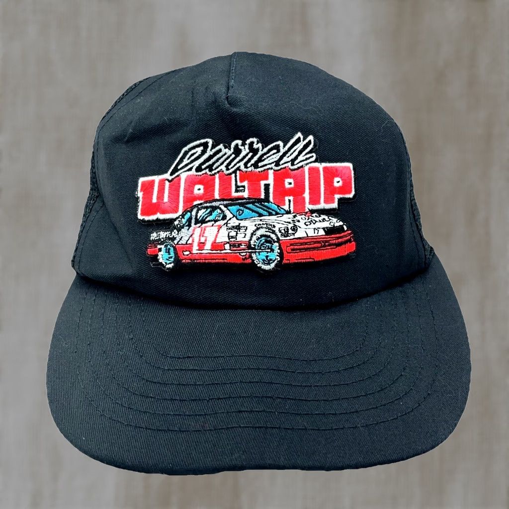 NASCAR VINTAGE Nascar Darrel Waltrip Patch Trucker Hat Cap Snapback USA Black 80s 90s Men Size ONE SIZE - 1 Thumbnail