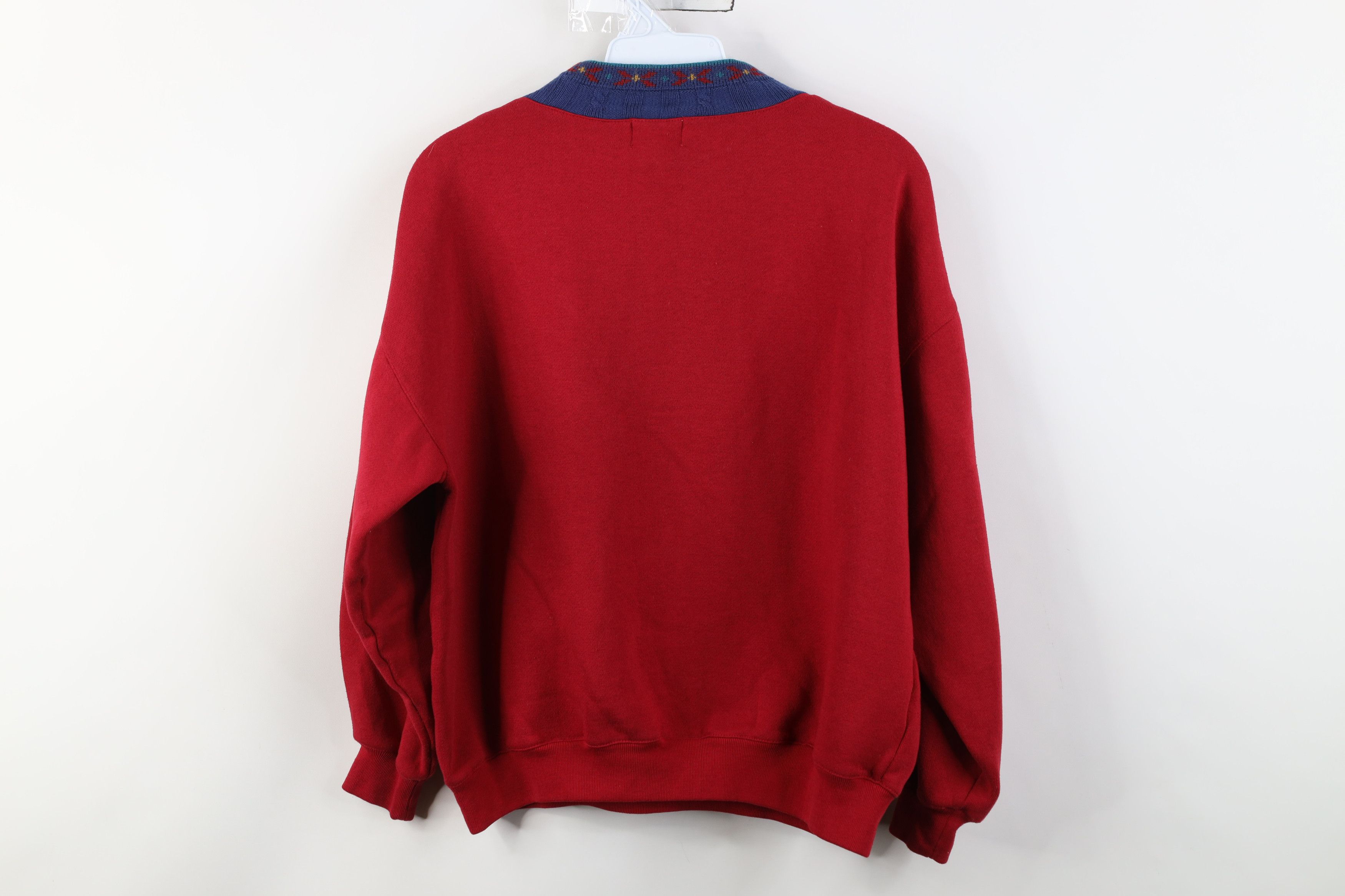 Vintage Vintage 90s Streetwear Argyle Mock Neck Sweatshirt Red Size M / US 6-8 / IT 42-44 - 12 Thumbnail