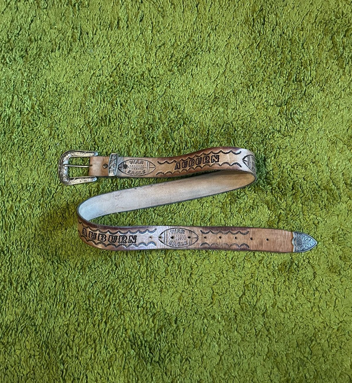 Auburn Sportswear Auburn War Eagle rugby 1990s vintage real leather belt Size 34 - 1 Thumbnail
