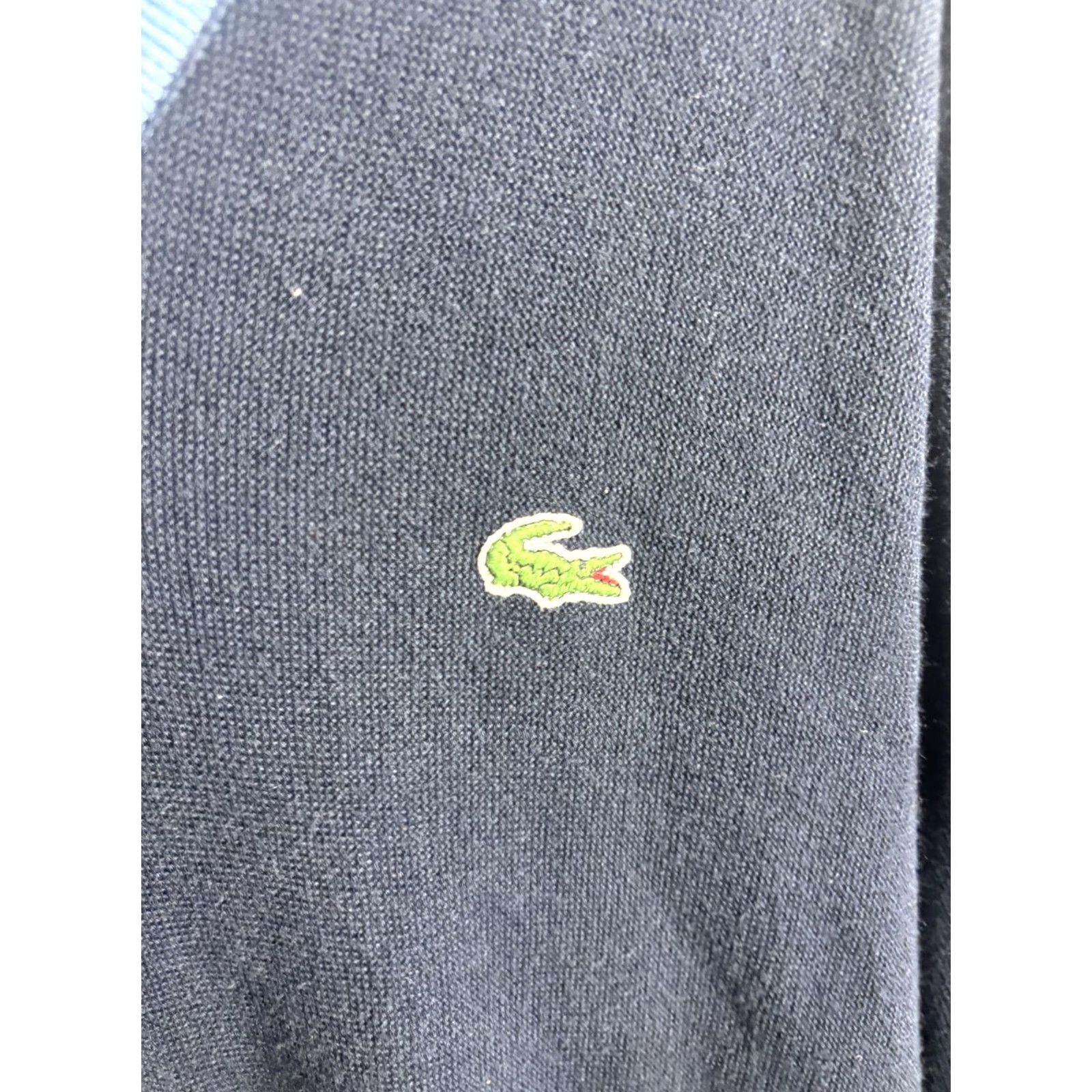 Lacoste Lacoste Sweater Mens XL Blue V-Neck Pullover Knit Contrast Trim Croc Logo France Size US XL / EU 56 / 4 - 3 Thumbnail
