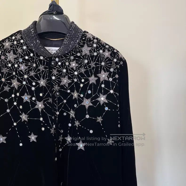 Saint Laurent Paris Saint Laurent Paris Starry Velvet Stud Baseball Jacket i Size XS / US 0-2 / IT 36-38 - 2 Thumbnail