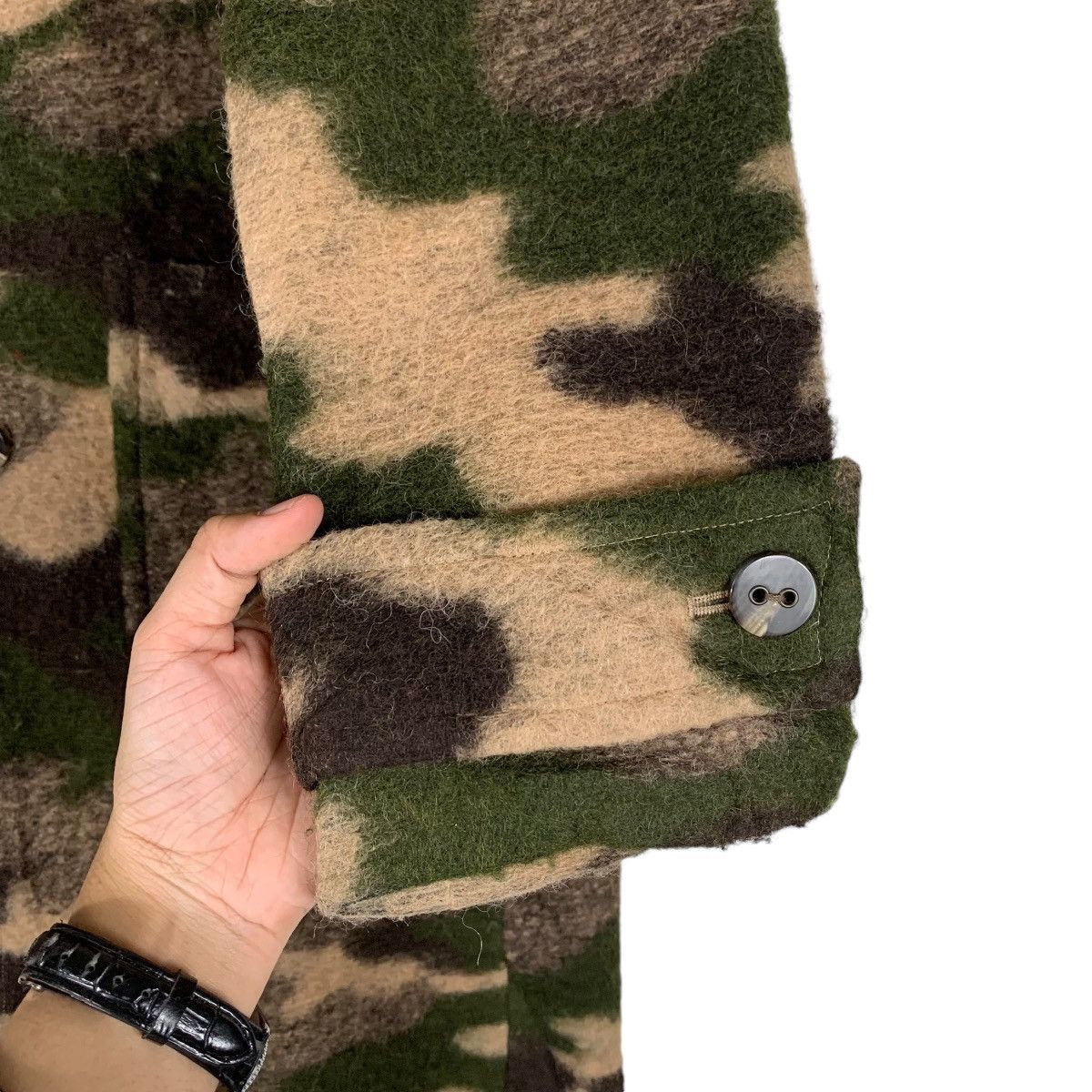 Japanese Brand FIROSA Wool Camo Long Coat Hooded Jacket #1354-C61 Size M / US 6-8 / IT 42-44 - 14 Thumbnail