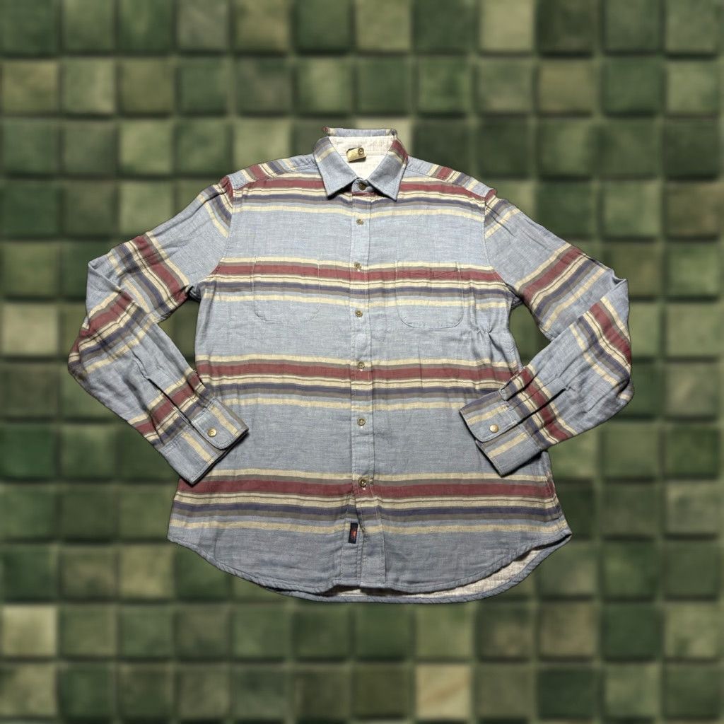Faherty Faherty Reversable Shirt Shaket Mens Medium Flannel Cotton Long Sleeve Snap Cuff Striped Pattern Outdoor Classic Shirt Mens M Blue Size US M / EU 48-50 / 2 - 1 Thumbnail
