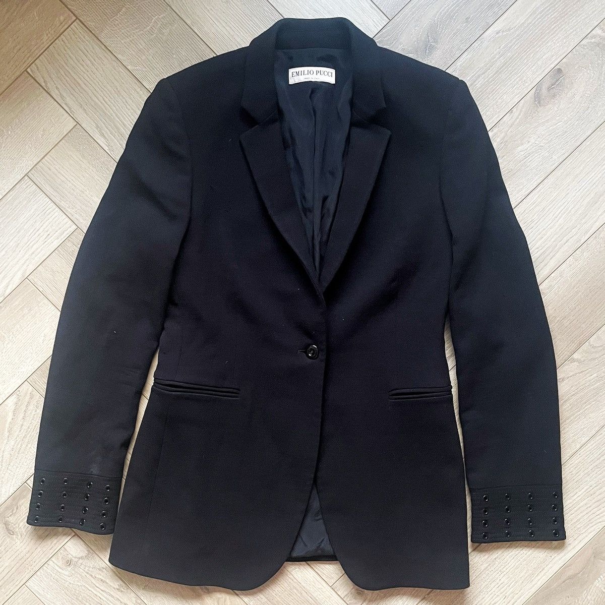Emilio Pucci Emilio Pucci Virgin Wool Blazer Jacket Black Size M / US 6-8 / IT 42-44 - 4 Thumbnail