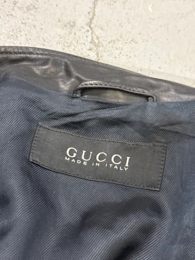 Gucci 2010s Gucci Black Buttoned Officer Leather Jacket by Frida Giannini Size US M / EU 48-50 / 2 - 9 Thumbnail