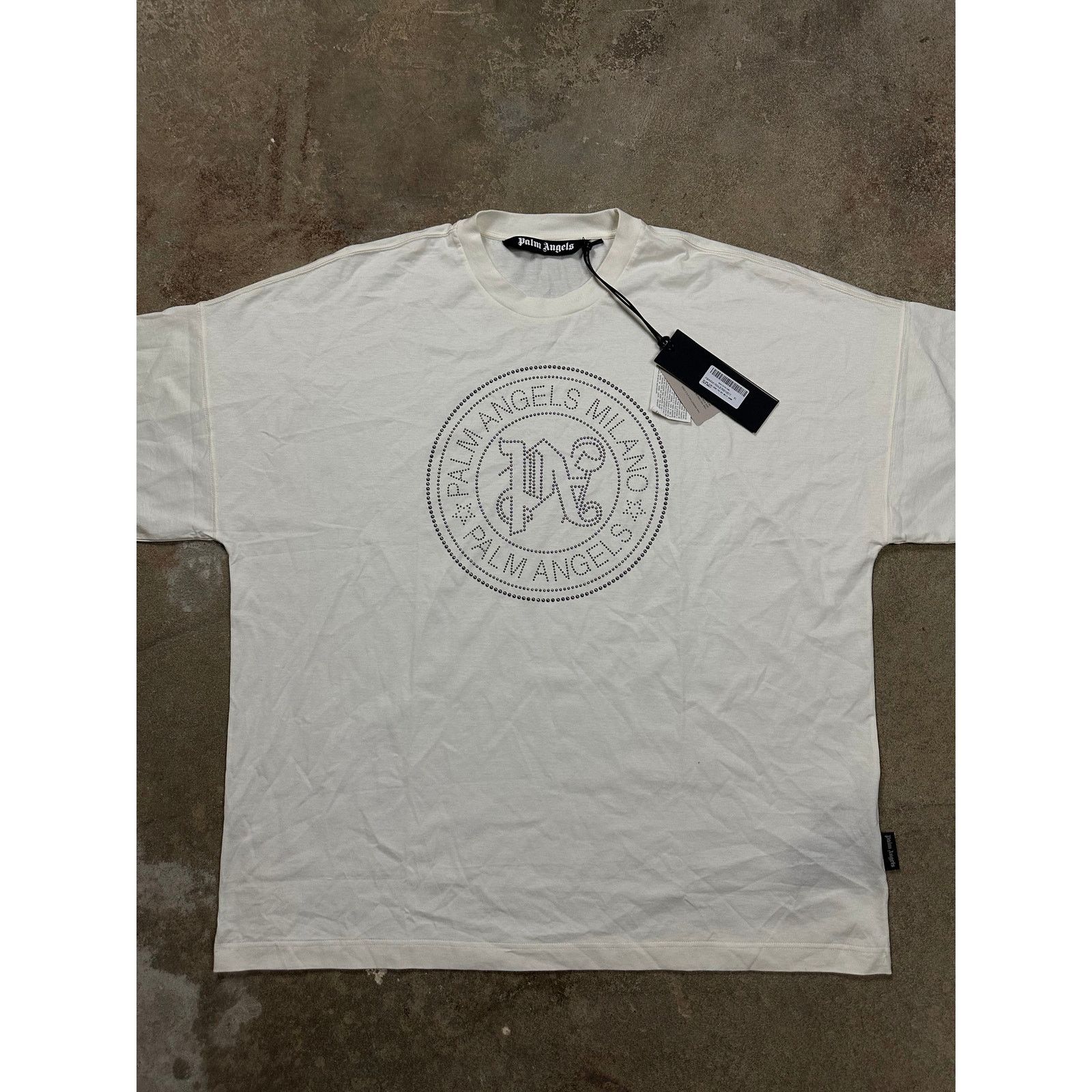 Palm Angels Palm Angels Studded Oversized Tee Cream New XL With Tags Size US XL / EU 56 / 4 - 1 Thumbnail