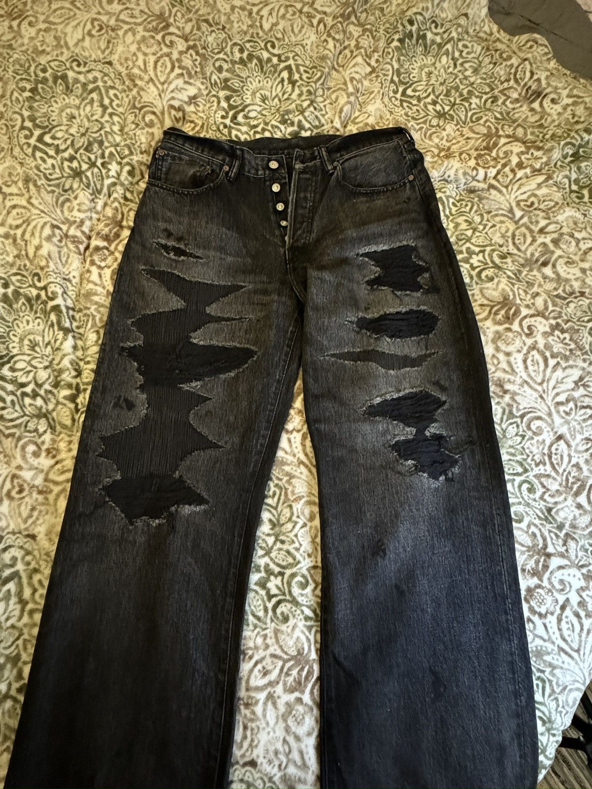 HIDDEN Thrashed Baggy Denim Jeans Size US 34 / EU 50 - 1 Thumbnail
