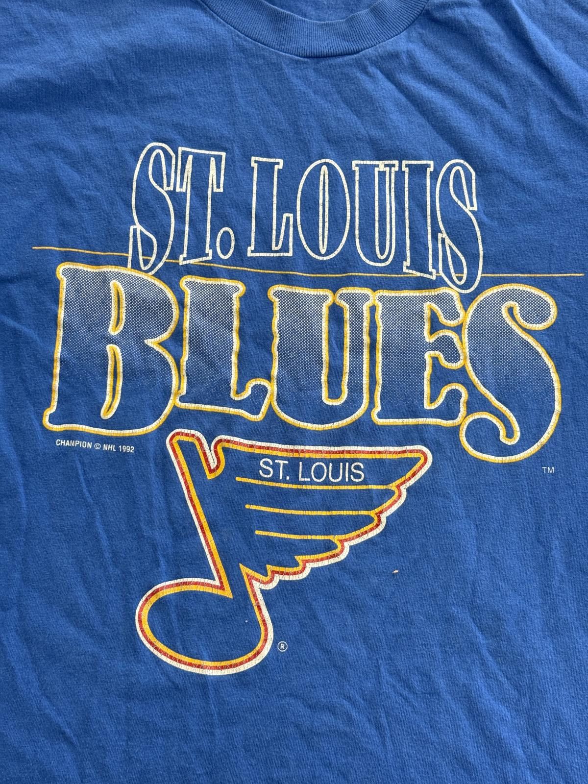 Champion Vintage St Louis Blues Hockey T-shirt 1992 Hockey Tee - L Size US L / EU 52-54 / 3 - 3 Thumbnail