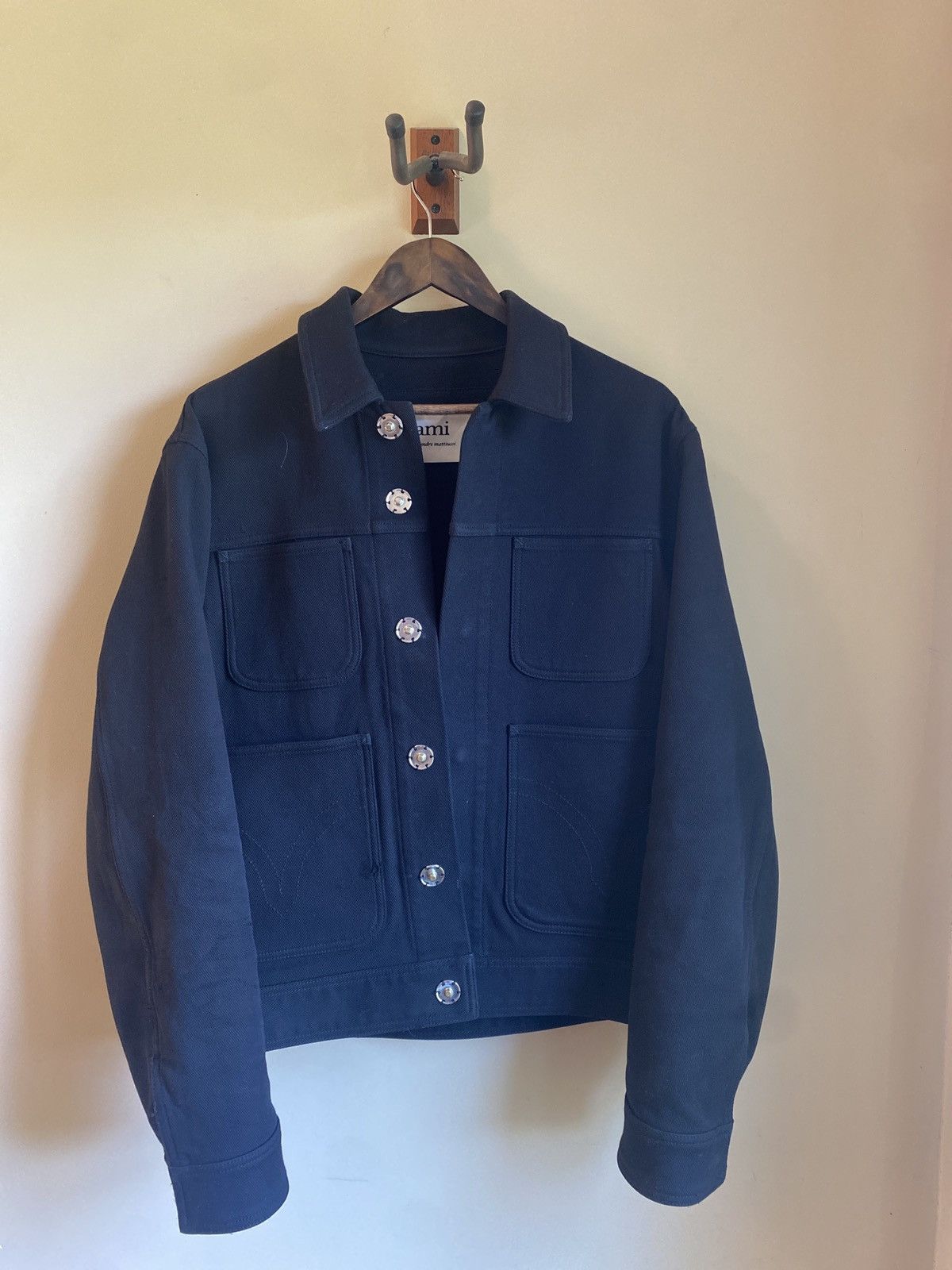 image of Ami Black Canvas Blouson, Men's (Size Large)
