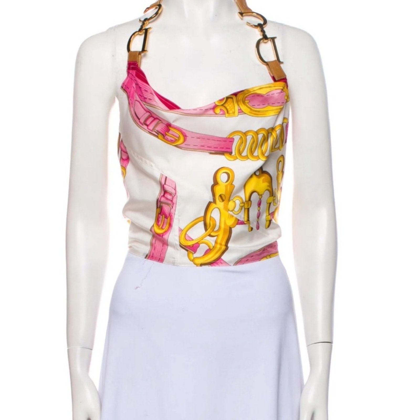 Dior Christian Dior galliano vintage 2000 s/s silk saddle top Size L / US 10 / IT 46 - 1 Thumbnail