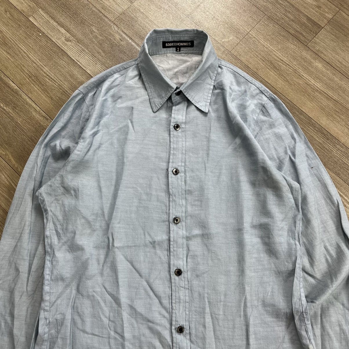 5351 POUR LES HOMMES 1990s Vintage 5351 Pour Les Homme Blue Denim Shirt Designer Size US M / EU 48-50 / 2 - 2 Thumbnail
