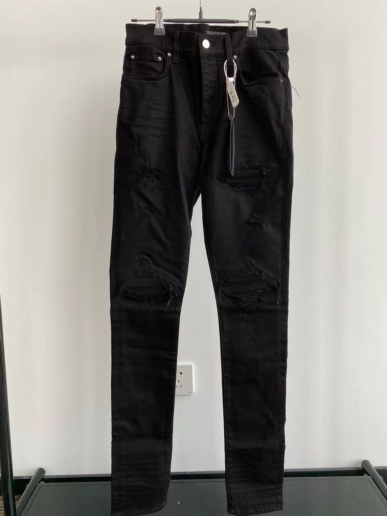 Amiri Black suede leather MX1 jeans 2501-Nextarrow