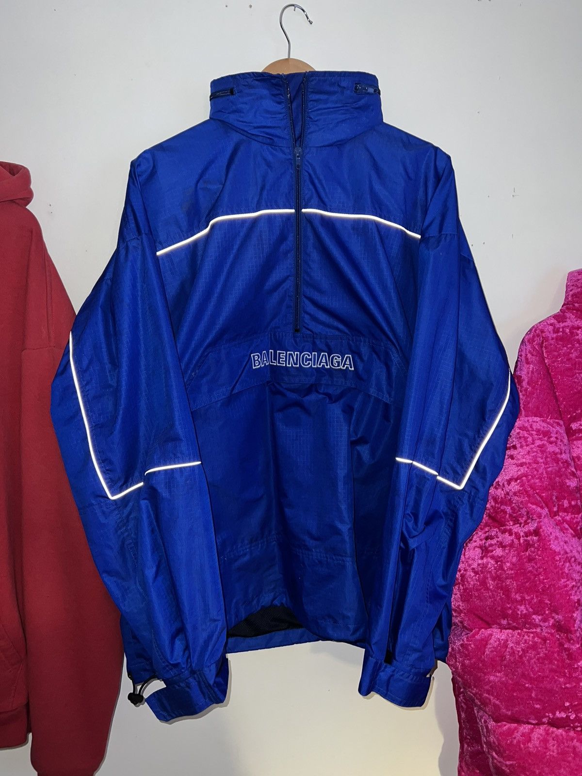 Image of Balenciaga Synthetic Blue Windbreaker, Men's (Size Small)