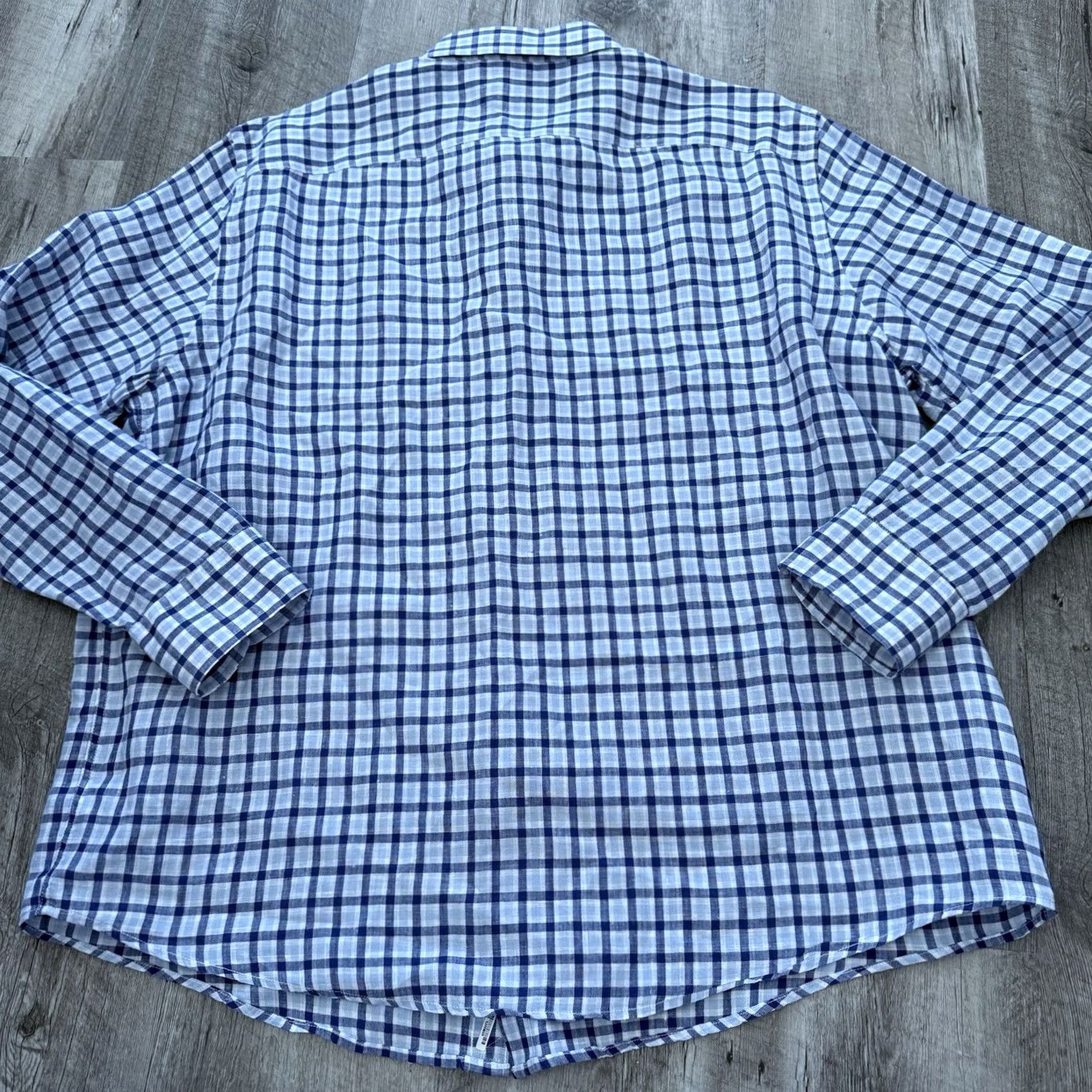 UNTUCKit UNTUCKit Mens XXL Blue Plaid Linen Button-Up Shirt Reg Fit Short Sleeve Size US XXL / EU 58 / 5 - 5 Thumbnail