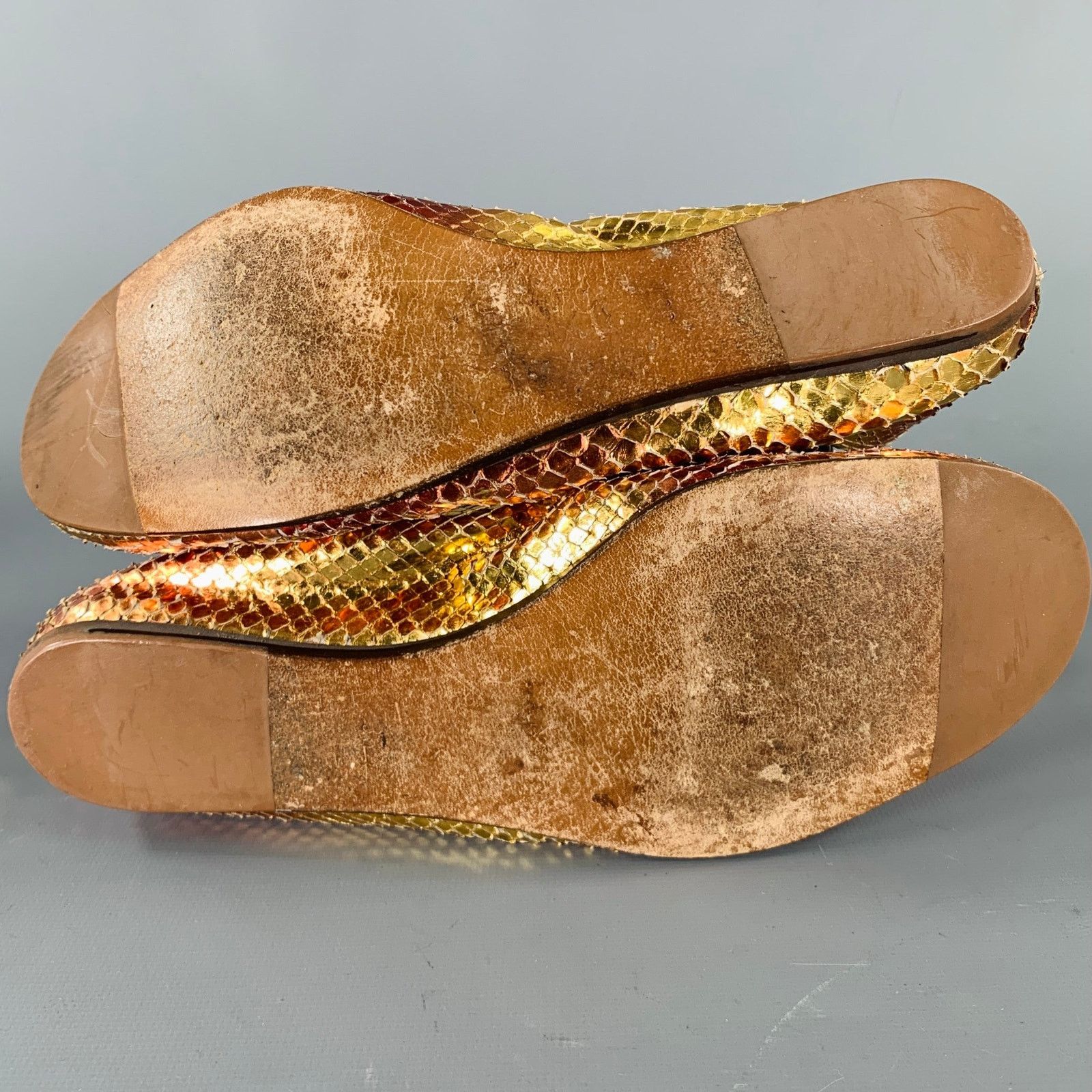 Lanvin LANVIN Size 6.5 Gold Pink Snake Skin Ballet Flats Size US 6.5 / IT 36.5 - 6 Thumbnail