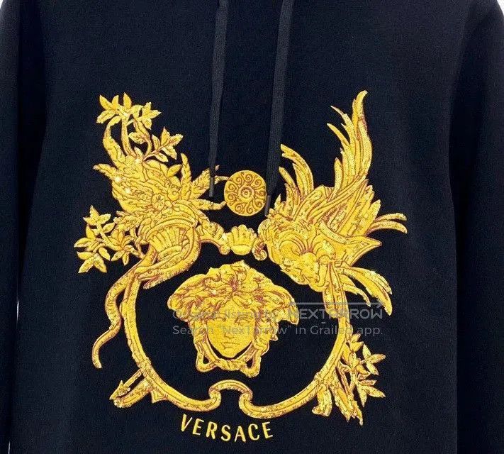 Versace versace black embroidered hoodie with crystals. Size US M / EU 48-50 / 2 - 2 Thumbnail