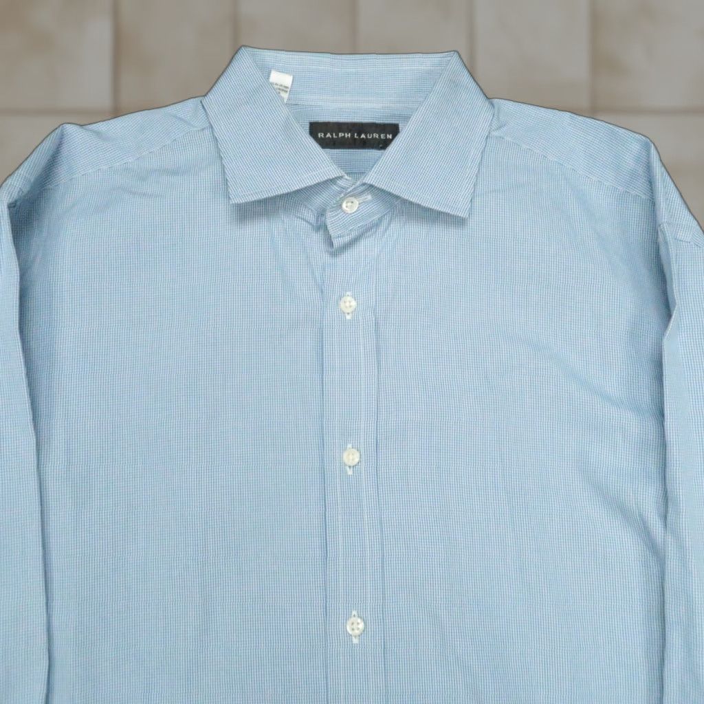 Ralph Lauren Ralph Lauren Black Label Shirt Men Medium 16.5 Blue Check Long Sleeve Button Dress Shirt Size US M / EU 48-50 / 2 - 1 Thumbnail