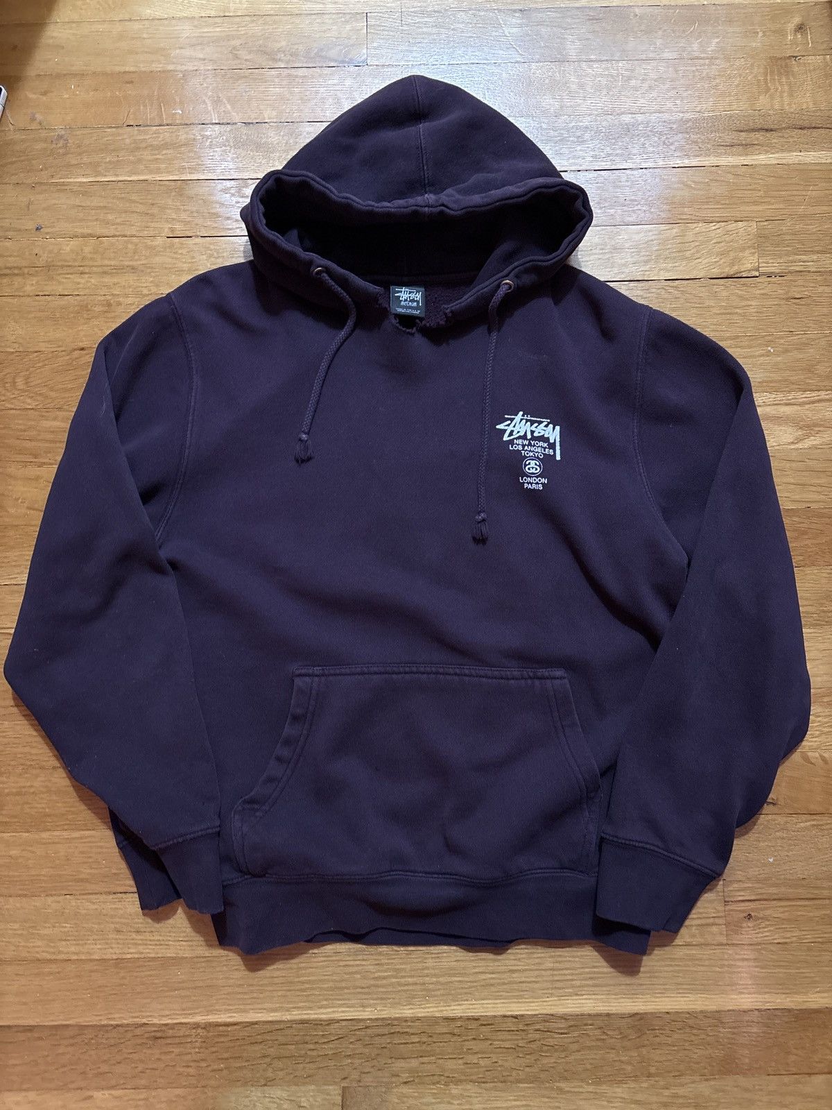 Japanese Brand Vintage 90’s Stussy Worldwide World Tour Distressed Hoodie Size US M / EU 48-50 / 2 - 1 Thumbnail