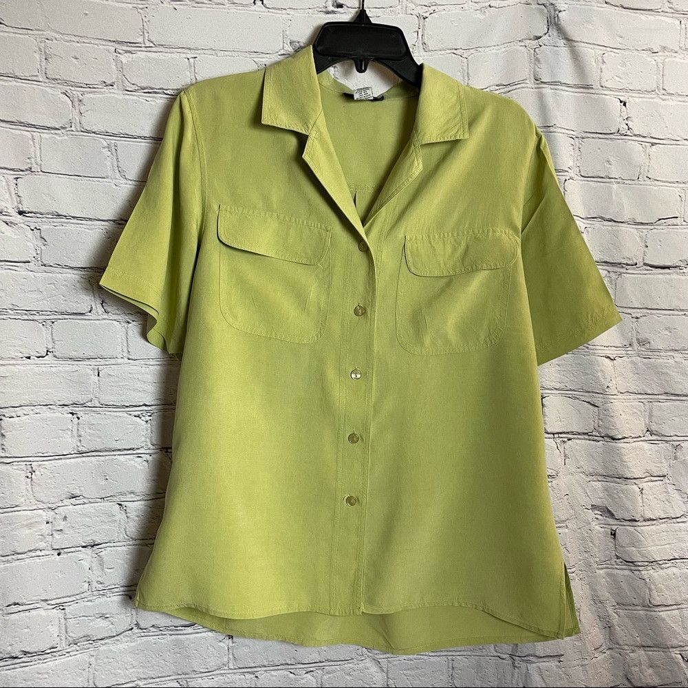 Other Vintage Silk Ncounter Light Green Short Sleeve Button Blous Size M / US 6-8 / IT 42-44 - 5 Thumbnail