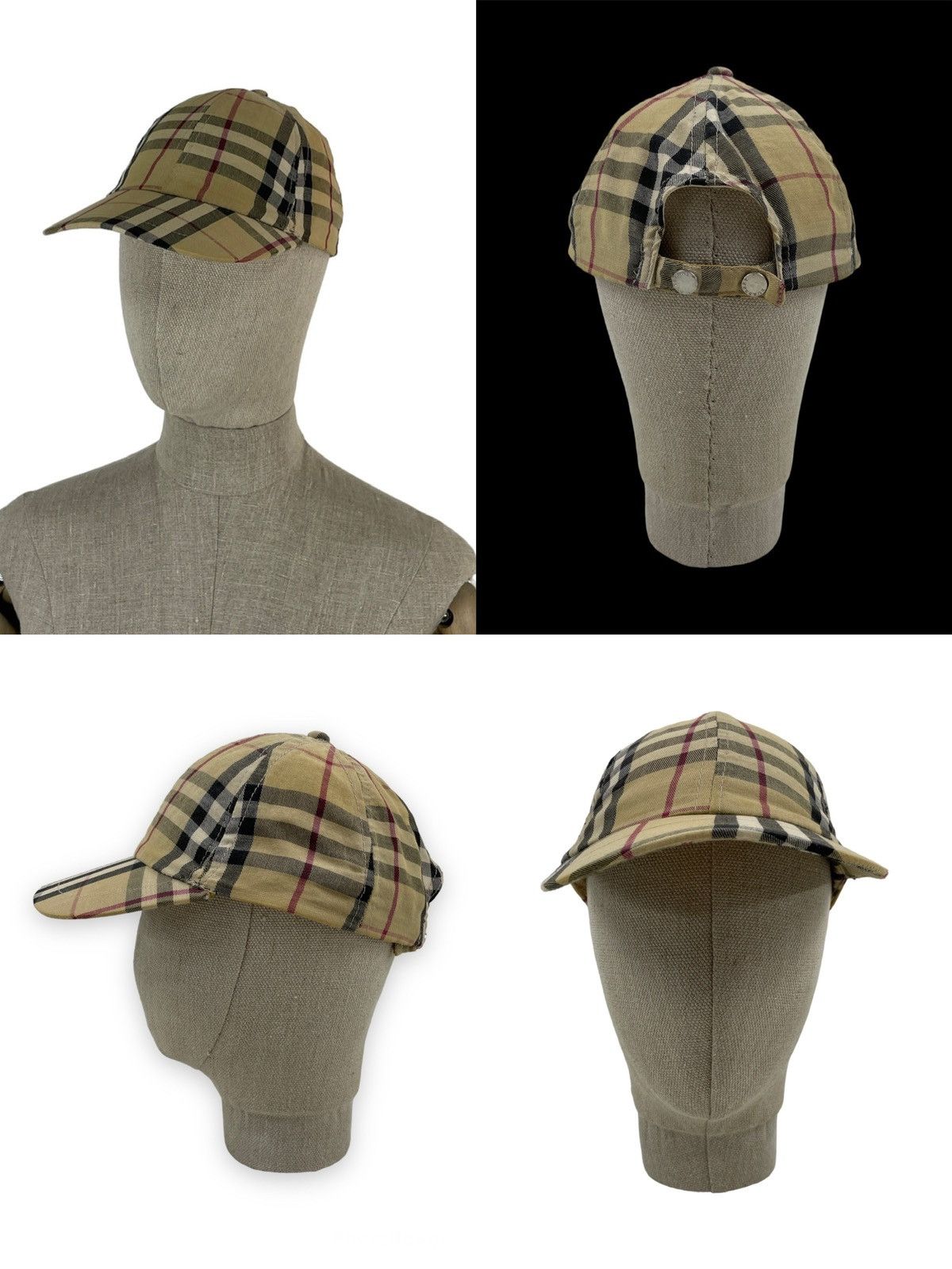 Burberry RARE Nova Check Beige LONDON Bassebal Cap Adjustable Hat M Size ONE SIZE - 1 Thumbnail