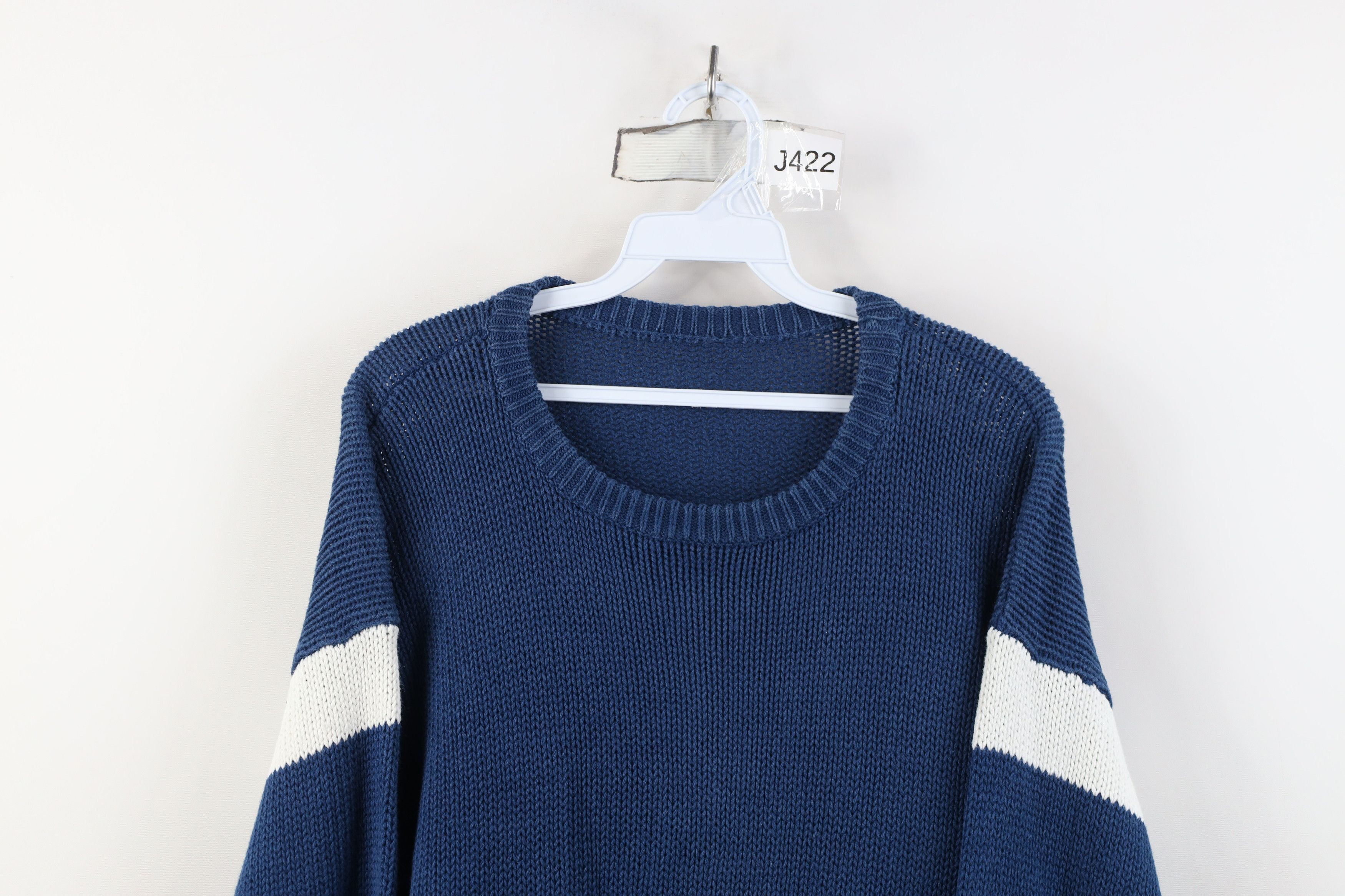 Vintage Vintage 90s Streetwear Block Knit Crewneck Sweater Blue Size US L / EU 52-54 / 3 - 2 Thumbnail