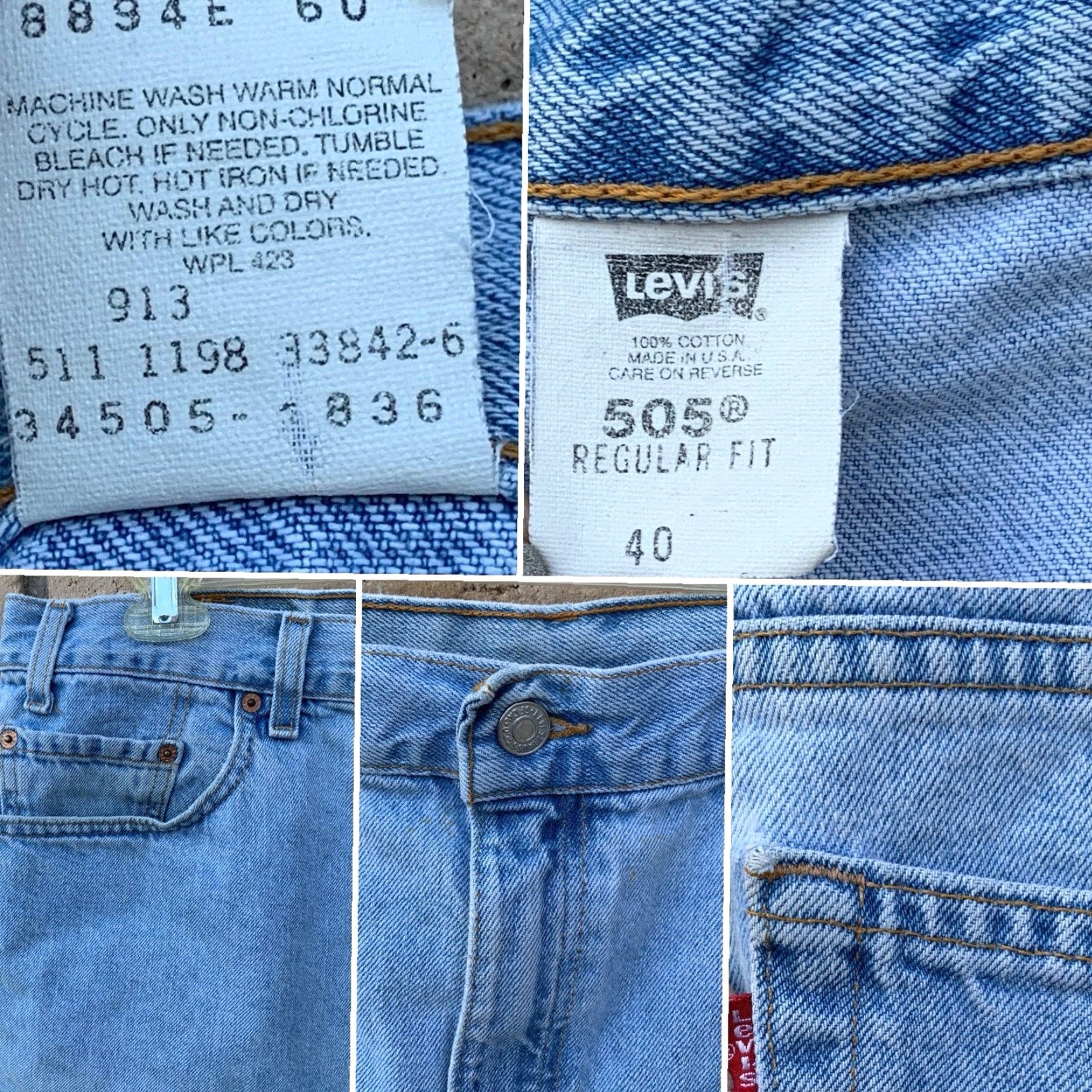 Levi's VINTAGE Levi's 505 Denim Jean Shorts Jorts 90s Made in USA Size 40 Blue Mens 90s Denim, 5-Pocket, Zip, Flat Front, High Rise, Inseam 9.5" Size US 40 / EU 56 - 6 Thumbnail