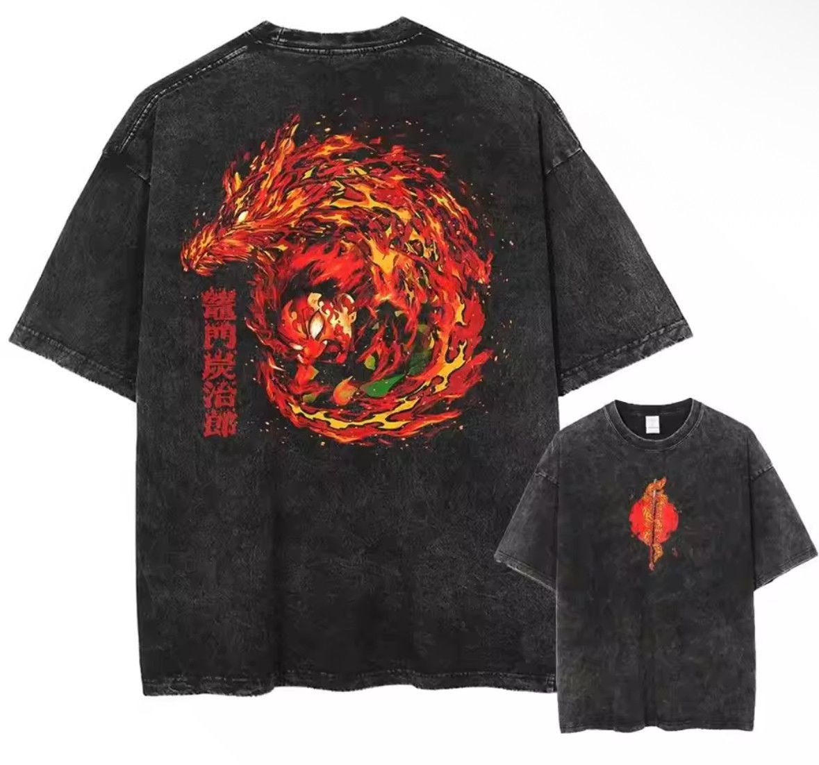 Japanese Brand Y2K Vintage Gothic Demon Fire Dragon Washed T-Shirt Size US XL / EU 56 / 4 - 1 Thumbnail