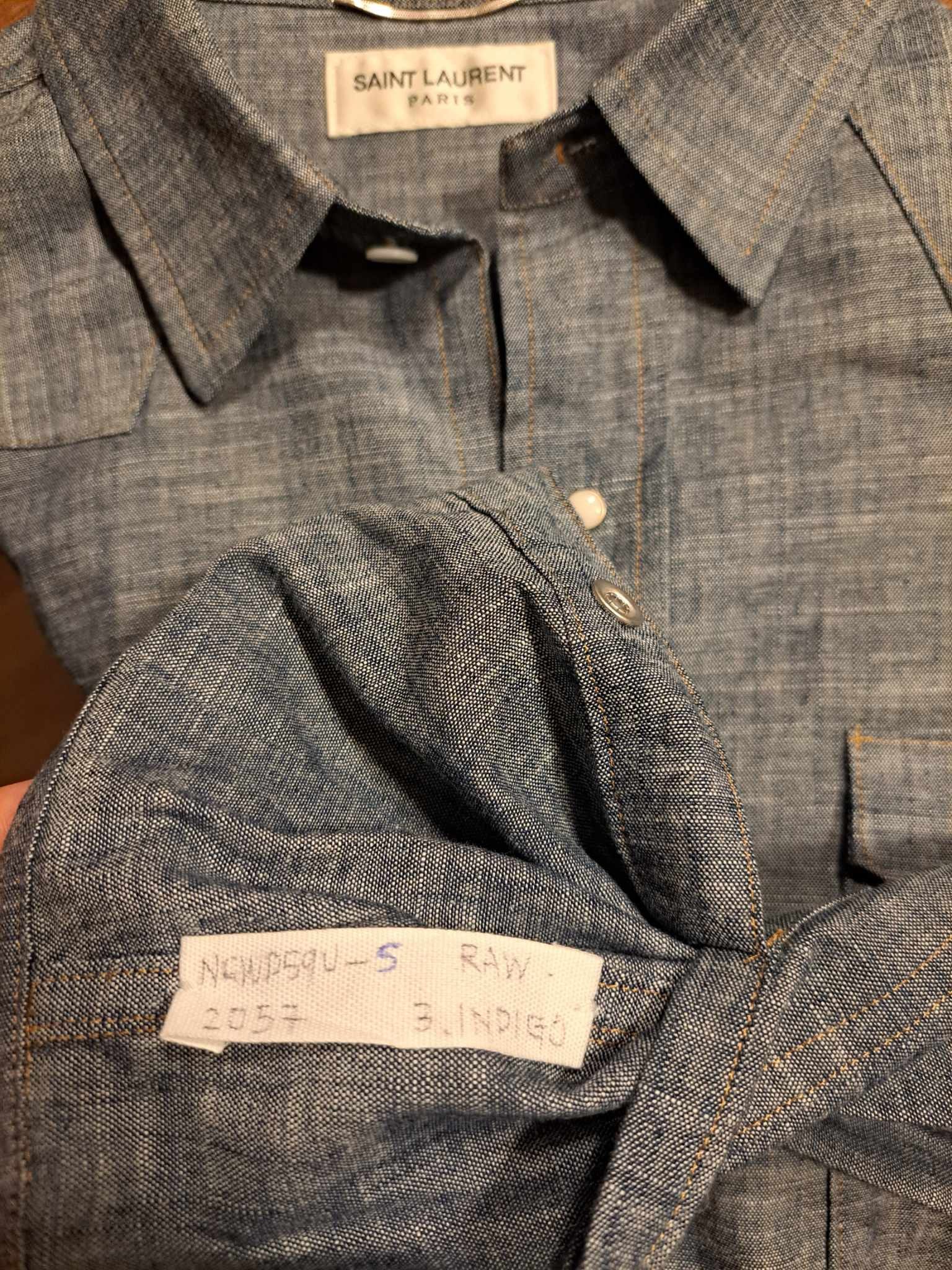Hedi Slimane Saint Laurent Paris chambray western shirt SAMPLE Size US M / EU 48-50 / 2 - 2 Thumbnail