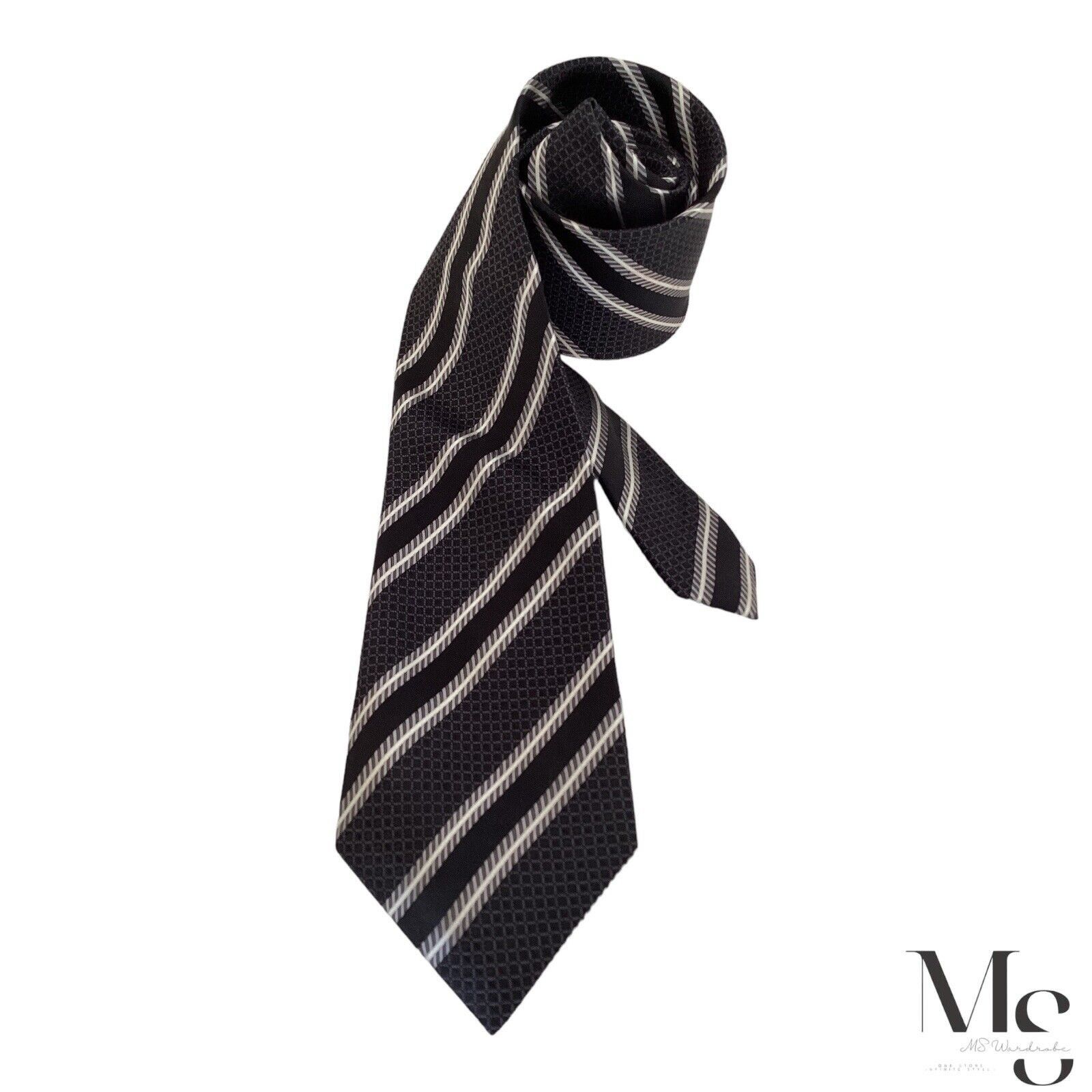 Donald Trump DONALD J. TRUMP Gray Striped Luxury Silk Tie W: 3.25" EX CD Size ONE SIZE - 1 Thumbnail