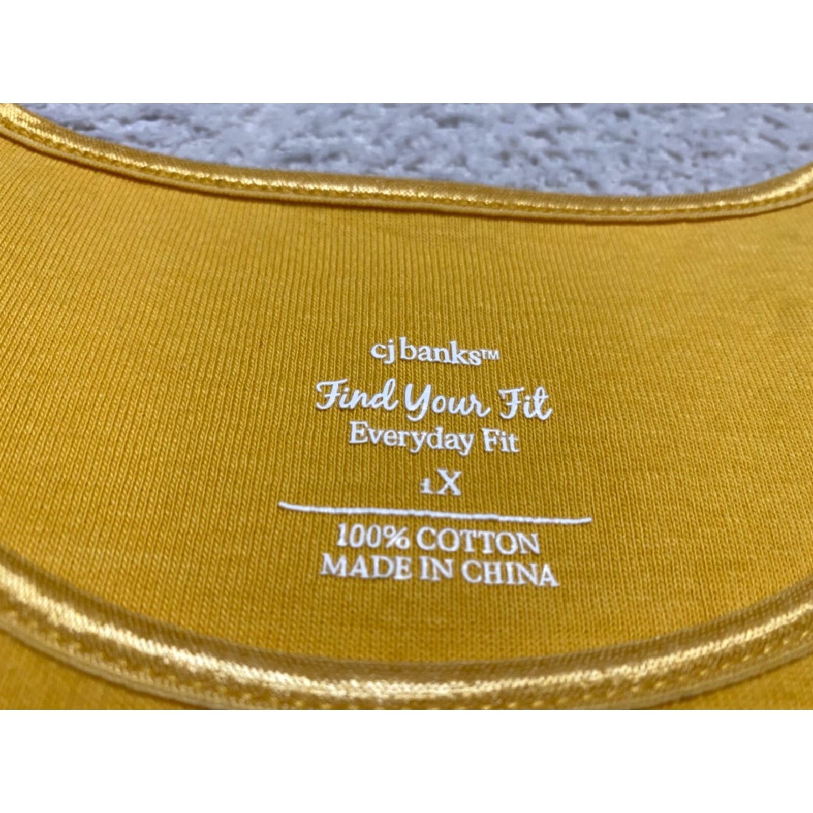 Vintage CJ Banks Womens 1X Plus Shirt 3/4 Sleeve Round Neck Solid Yellow 100% Cotton Blouse Womens Size XL / US 12-14 / IT 48-50 - 5 Thumbnail