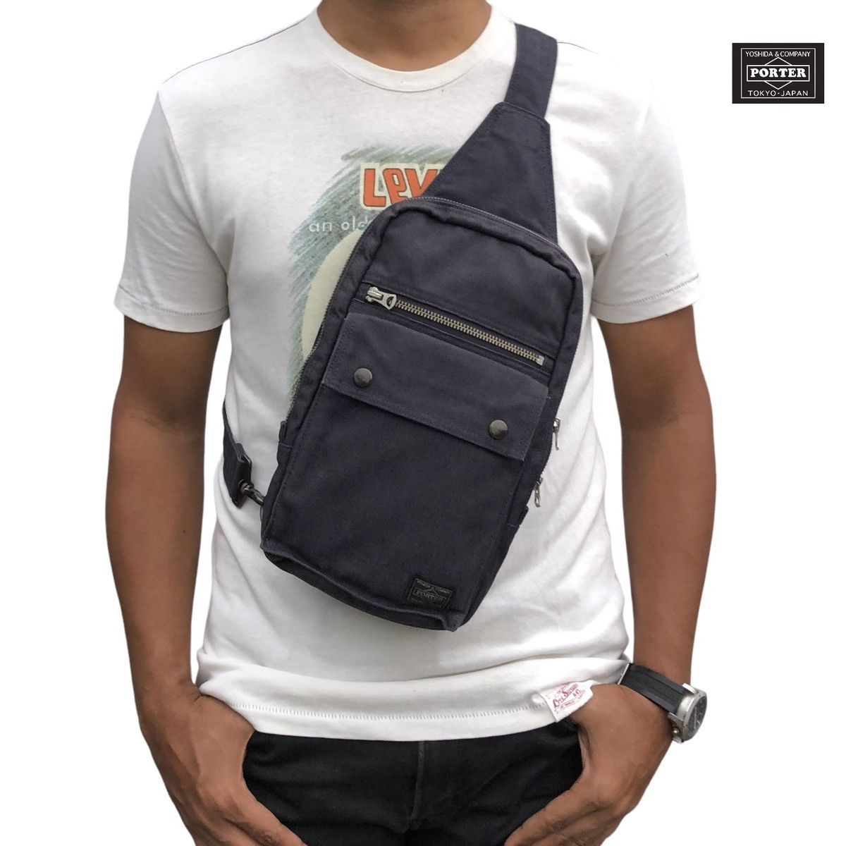 Porter Yoshida Heat Sling Shoulder Bag Back On Garmentory in Grey, Men's