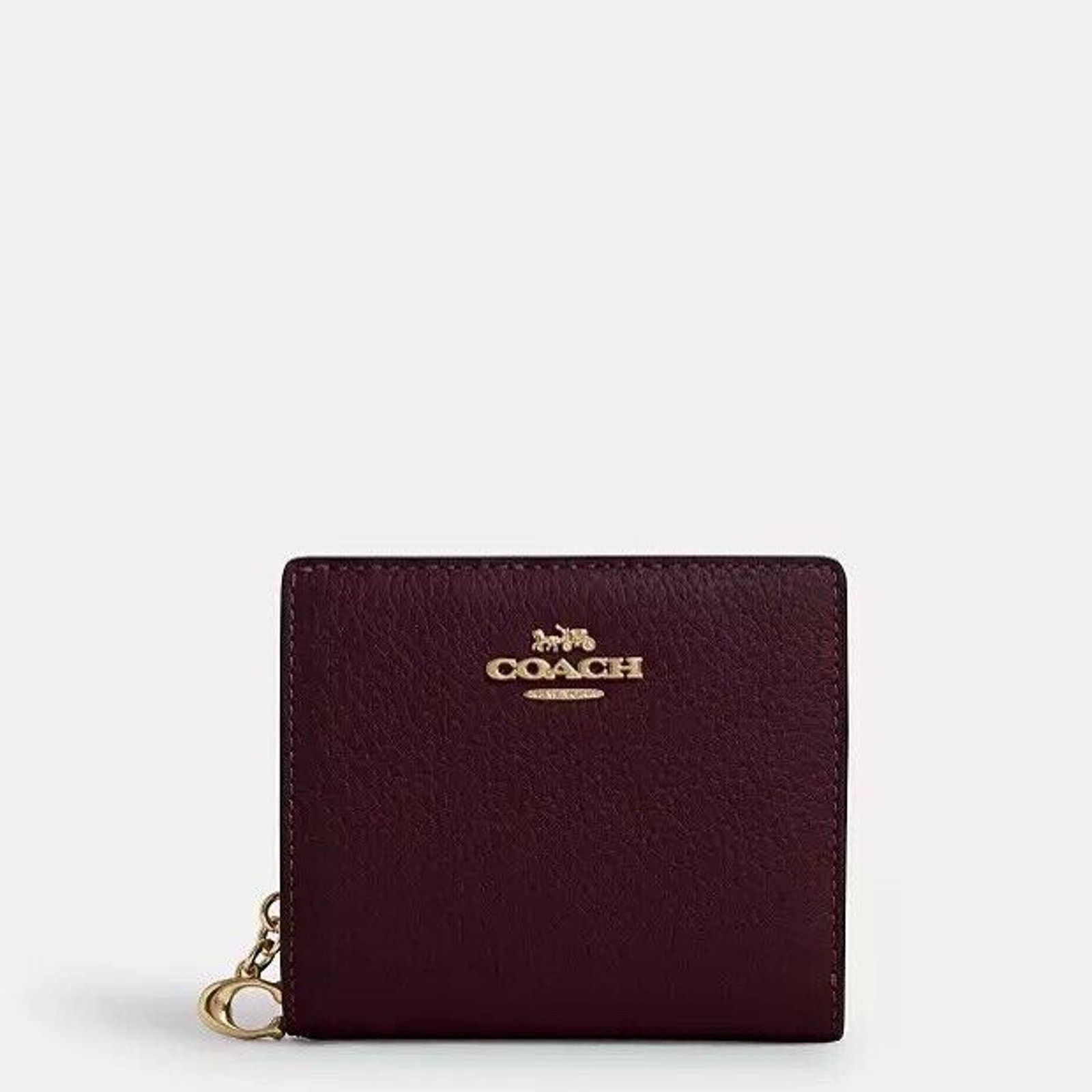 Coach NWT Coach Snap Wallet C2862 Merlot Pebbled Leather Charm Size ONE SIZE - 9 Thumbnail