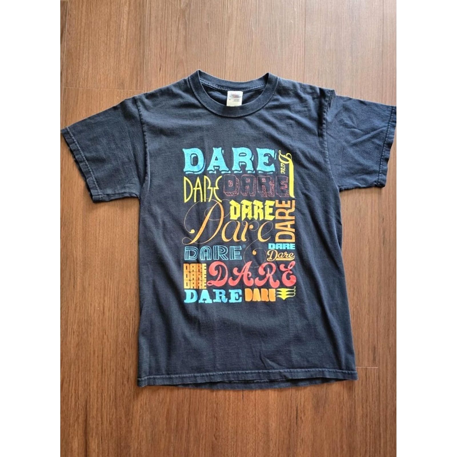 Fruit Of The Loom vintage Dare t-shirt Grunge Teacher Adult Medium Crew Neck Black Fruit of the Loom 90s Nostalgia Logo Mens Size US M / EU 48-50 / 2 - 4 Thumbnail