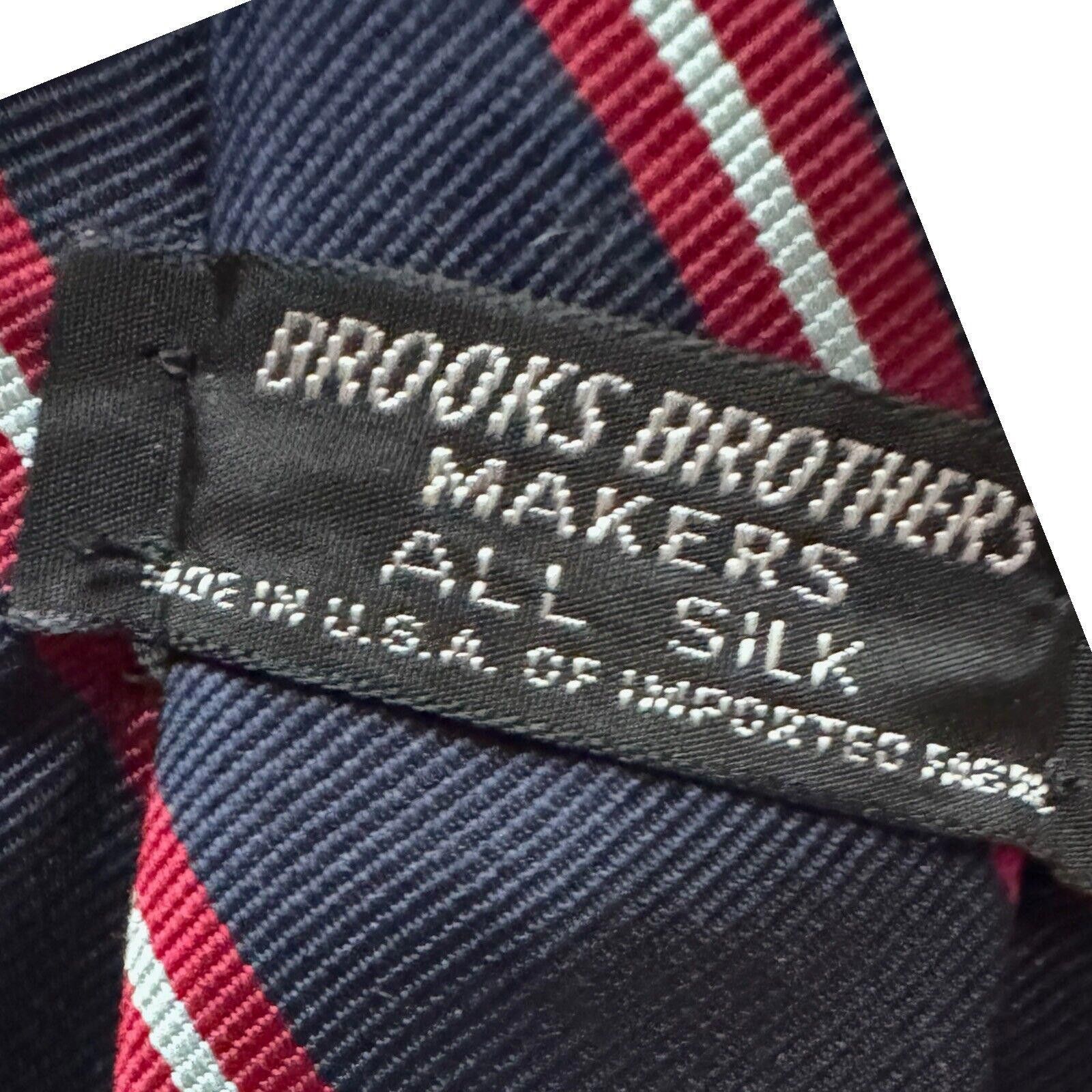 Brooks Brothers Brooks Brothers All Silk Navy Blue & Red Striped Repp Tie Size ONE SIZE - 4 Thumbnail